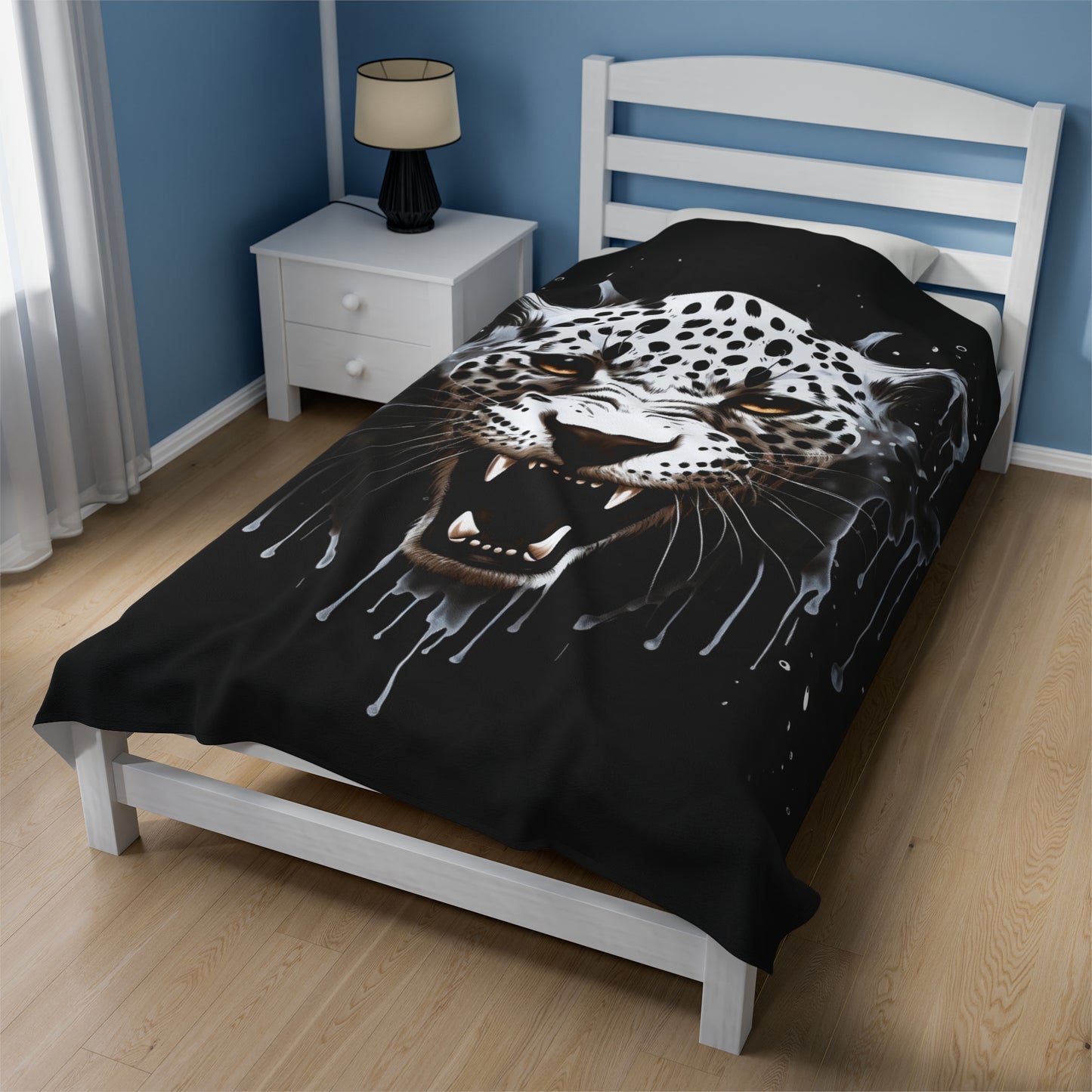 cheetah black and white melting Velveteen Plush Blanket