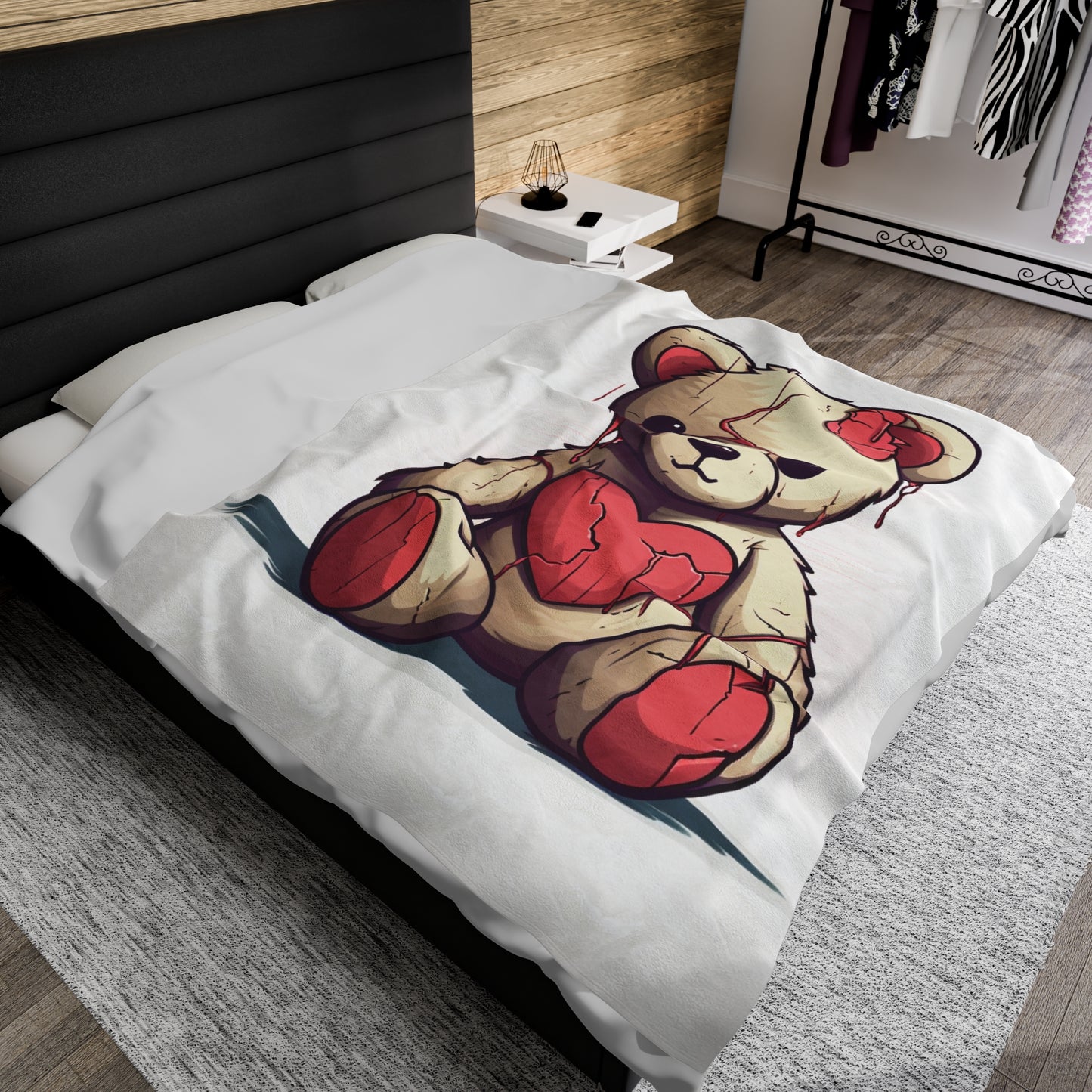 cute teddy bear broken heart Velveteen Plush Blanket