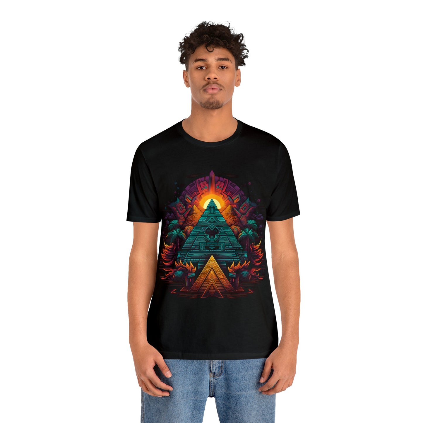 sacred geometry pyramid colorful Unisex Jersey Short Sleeve Tee