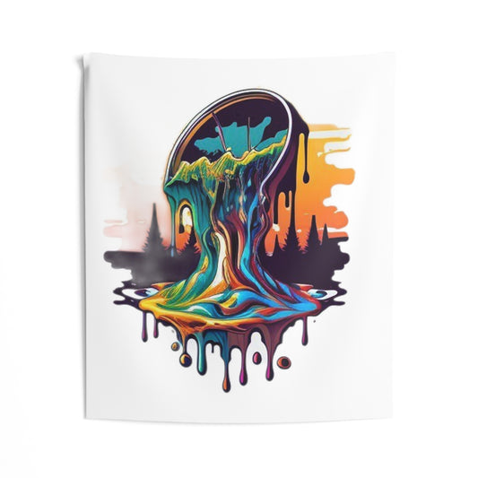 melting clock trippy colorful Indoor Wall Tapestries