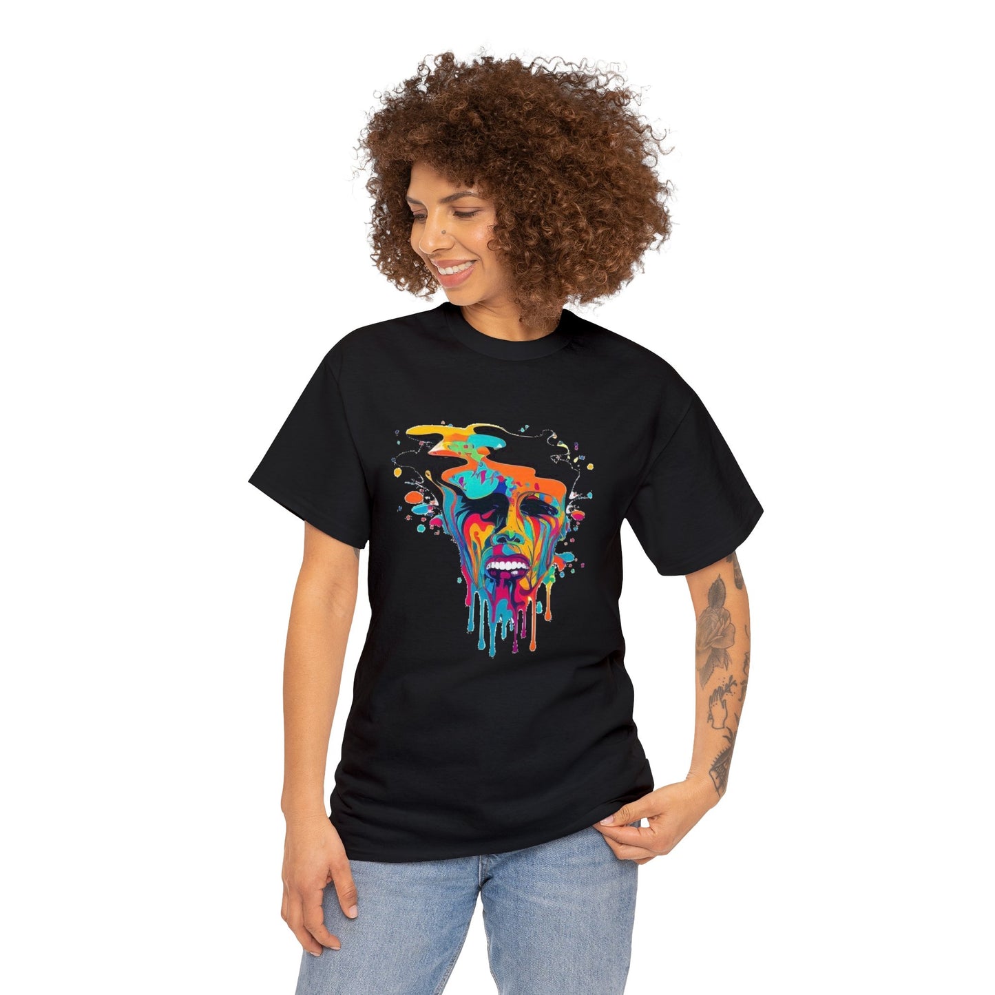 melting face colorful trippy Unisex Heavy Cotton Tee