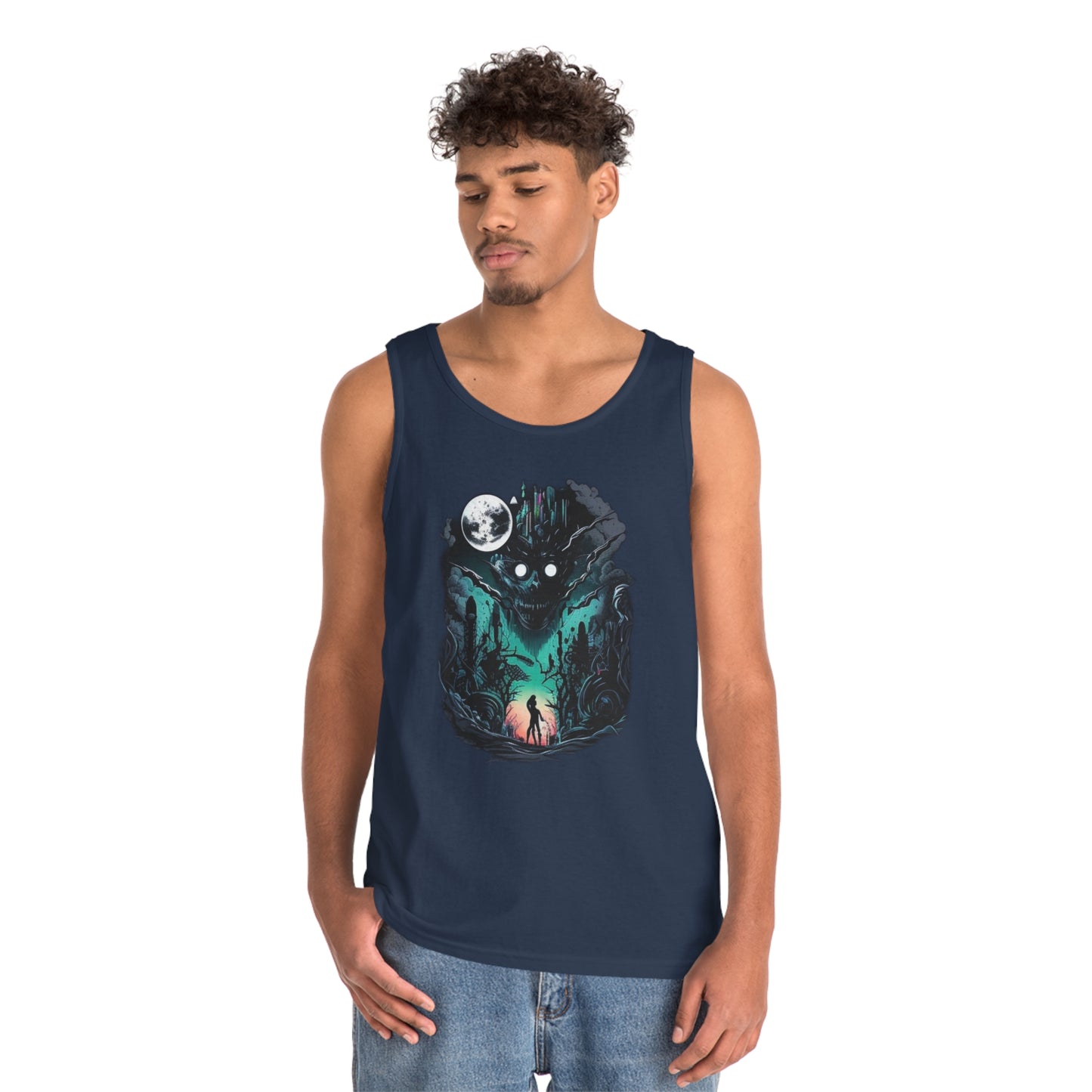 inner demons journey night trippy Unisex Heavy Cotton Tank Top