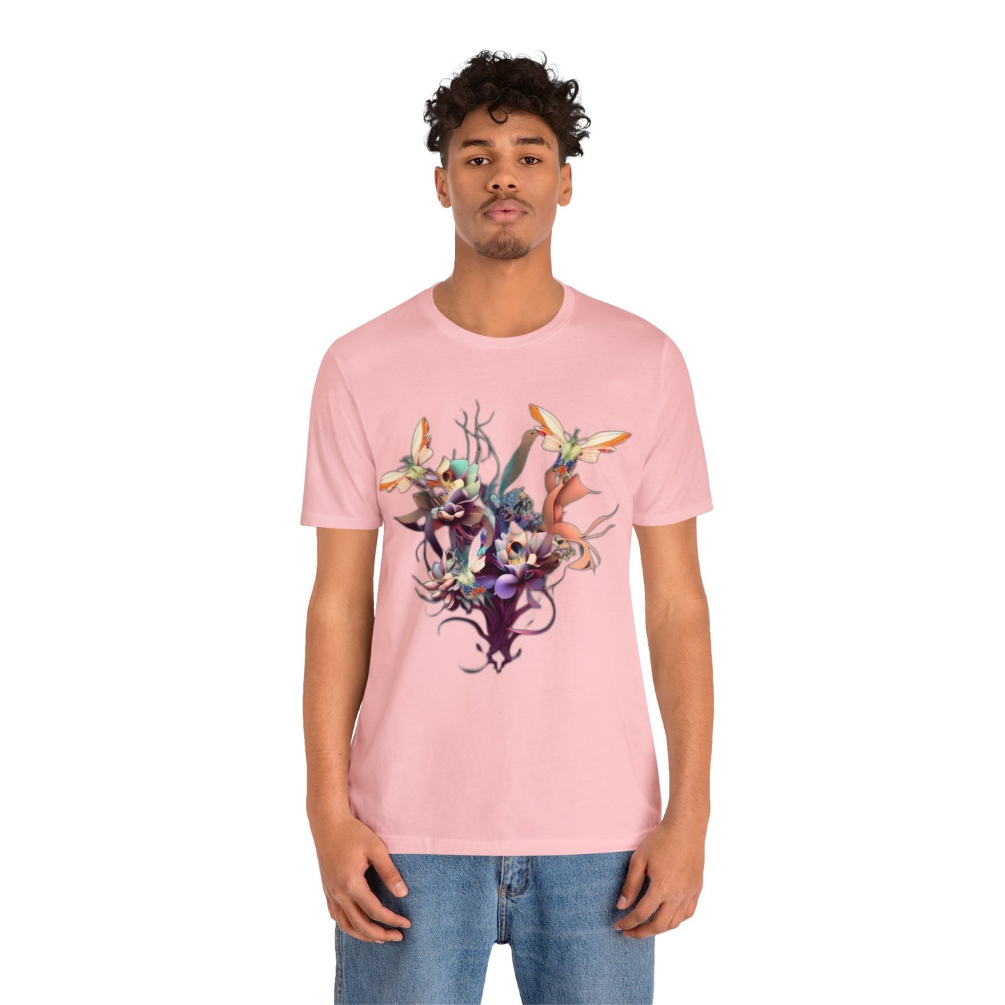 butterflies and flowers Unisex Jersey Short Sleeve Tee