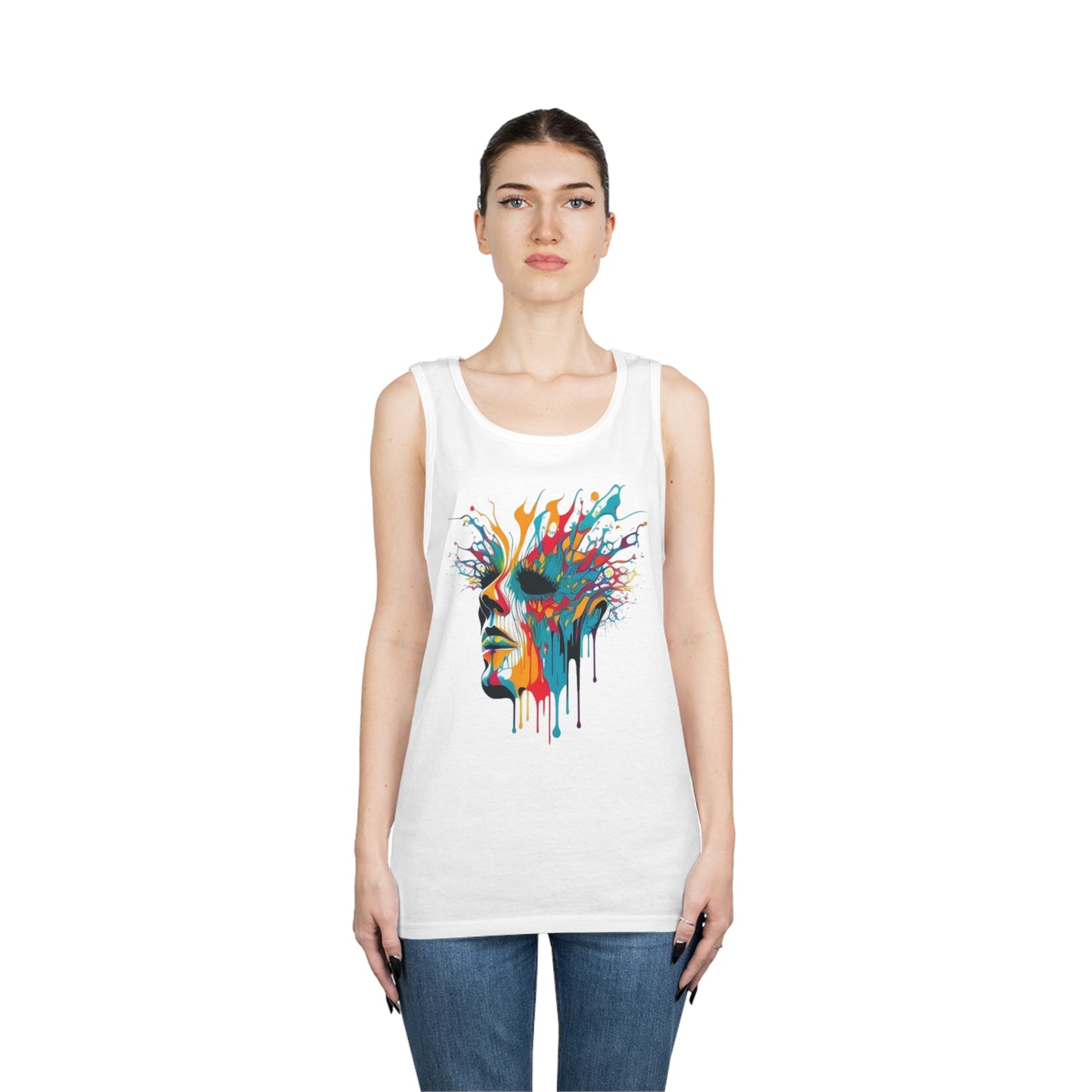 face melting colorful trippy Unisex Heavy Cotton Tank Top