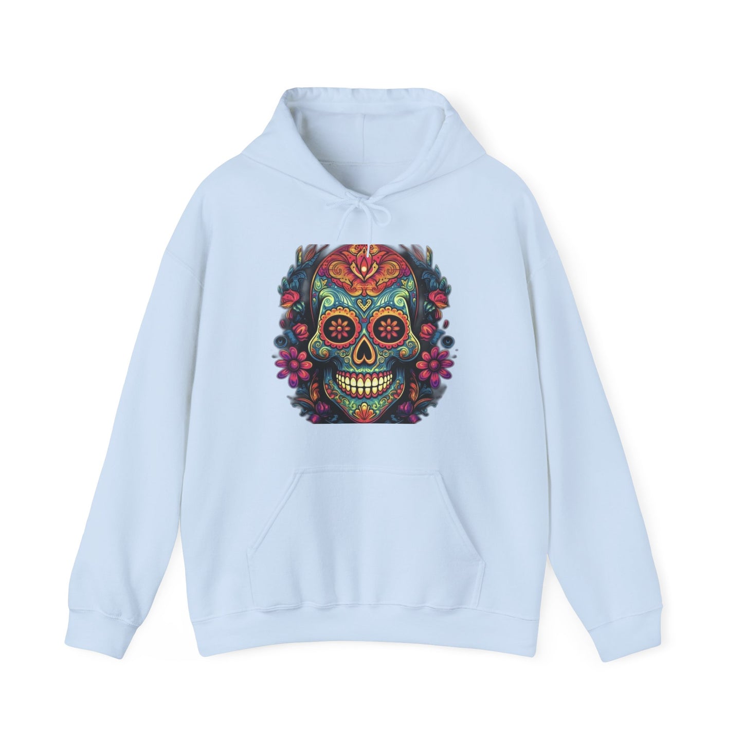 sugar skull and flowers colorful Unisex Heavy Blend™ Hooded Sweatshirt