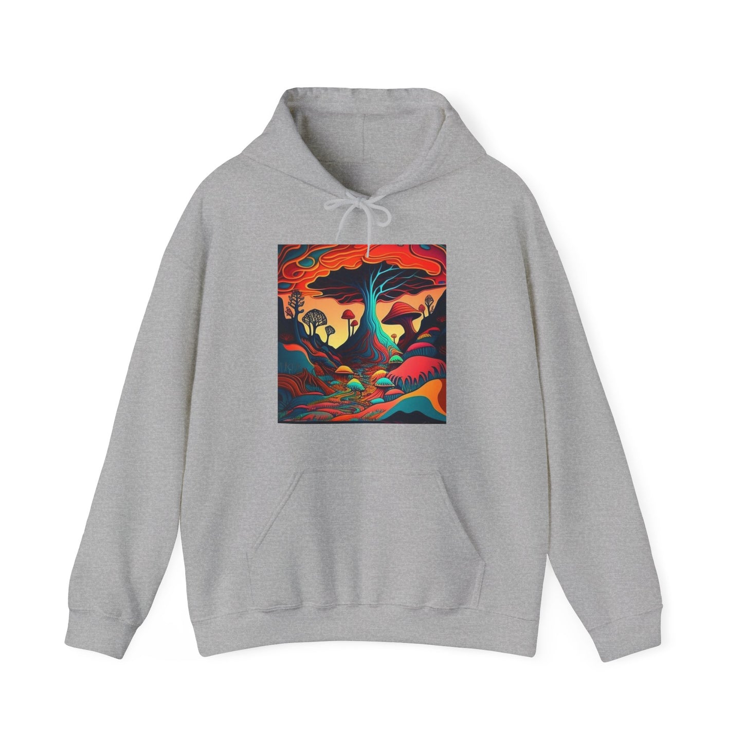 mushroom scenery trippy Unisex Heavy Blend™ Hooded Sweatshirt