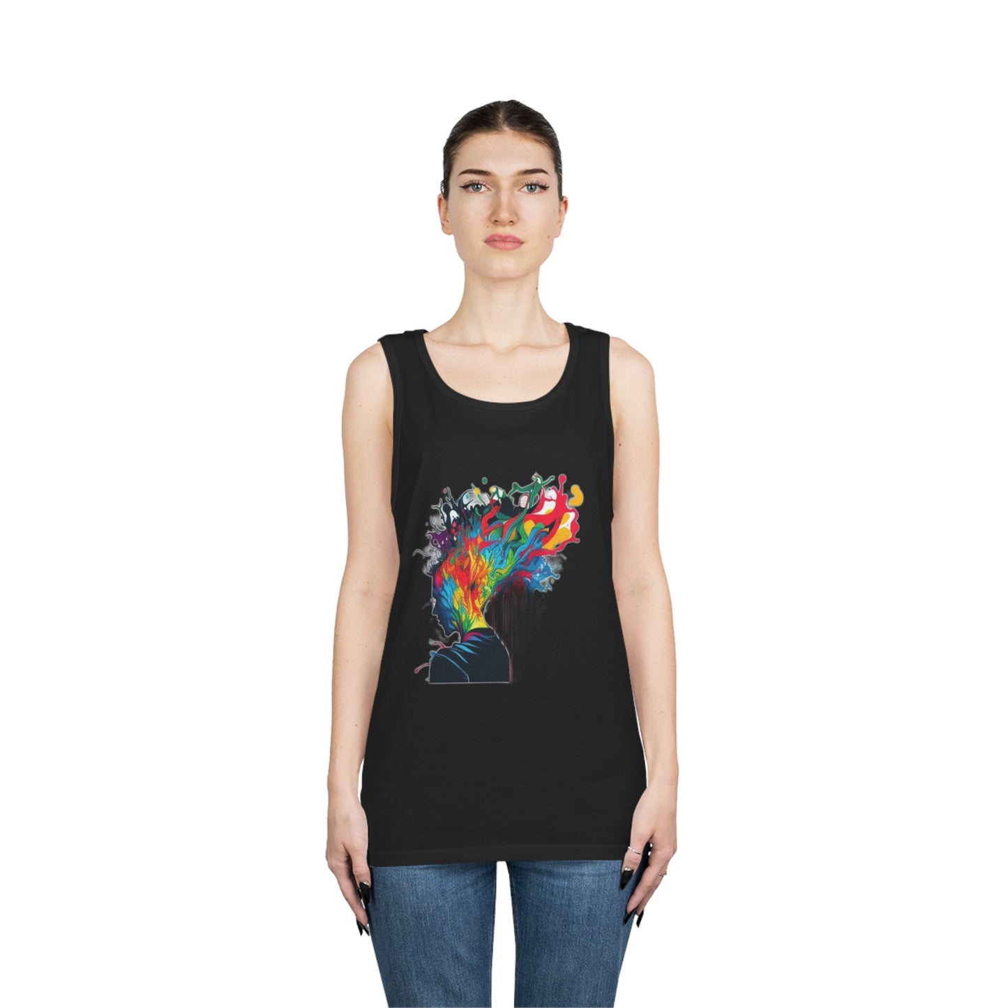 deep in thought colorful trippy Unisex Heavy Cotton Tank Top