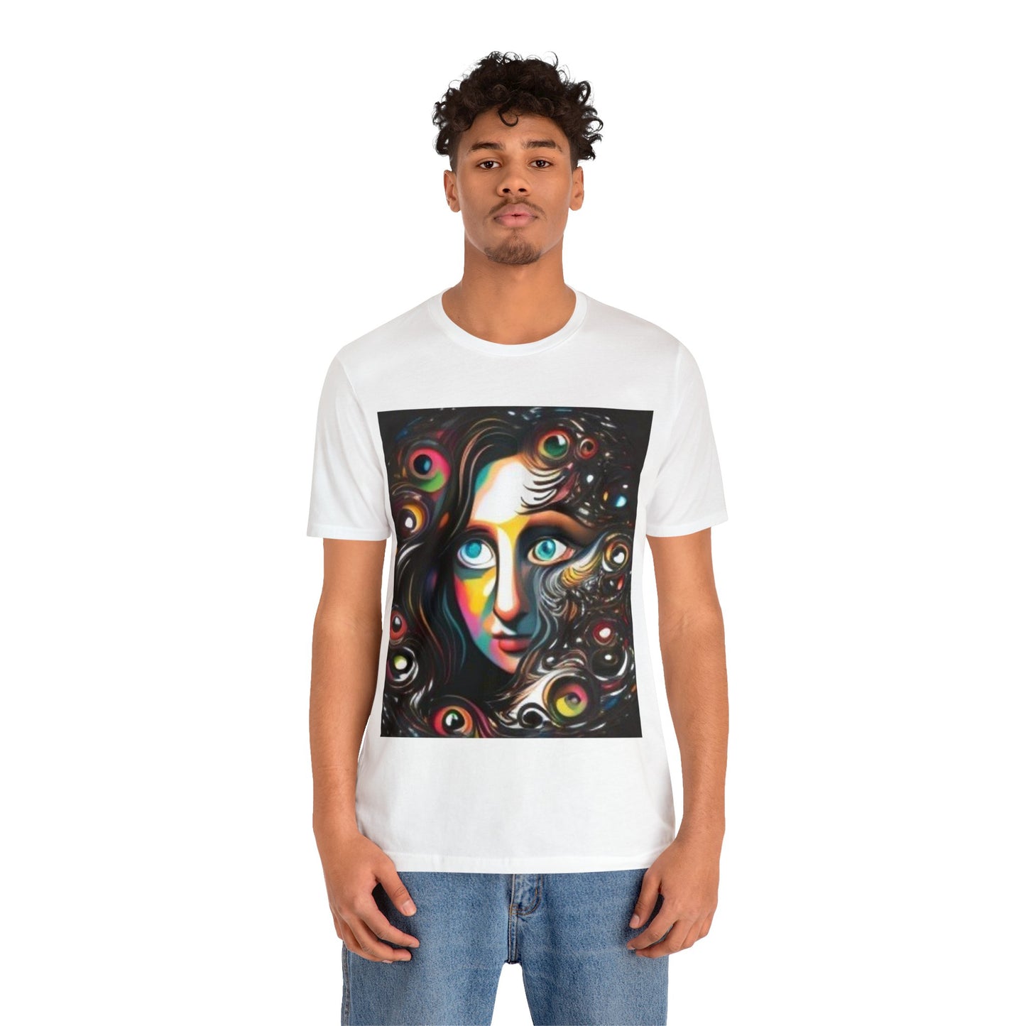 mona lisa trippy colorful Unisex Jersey Short Sleeve Tee