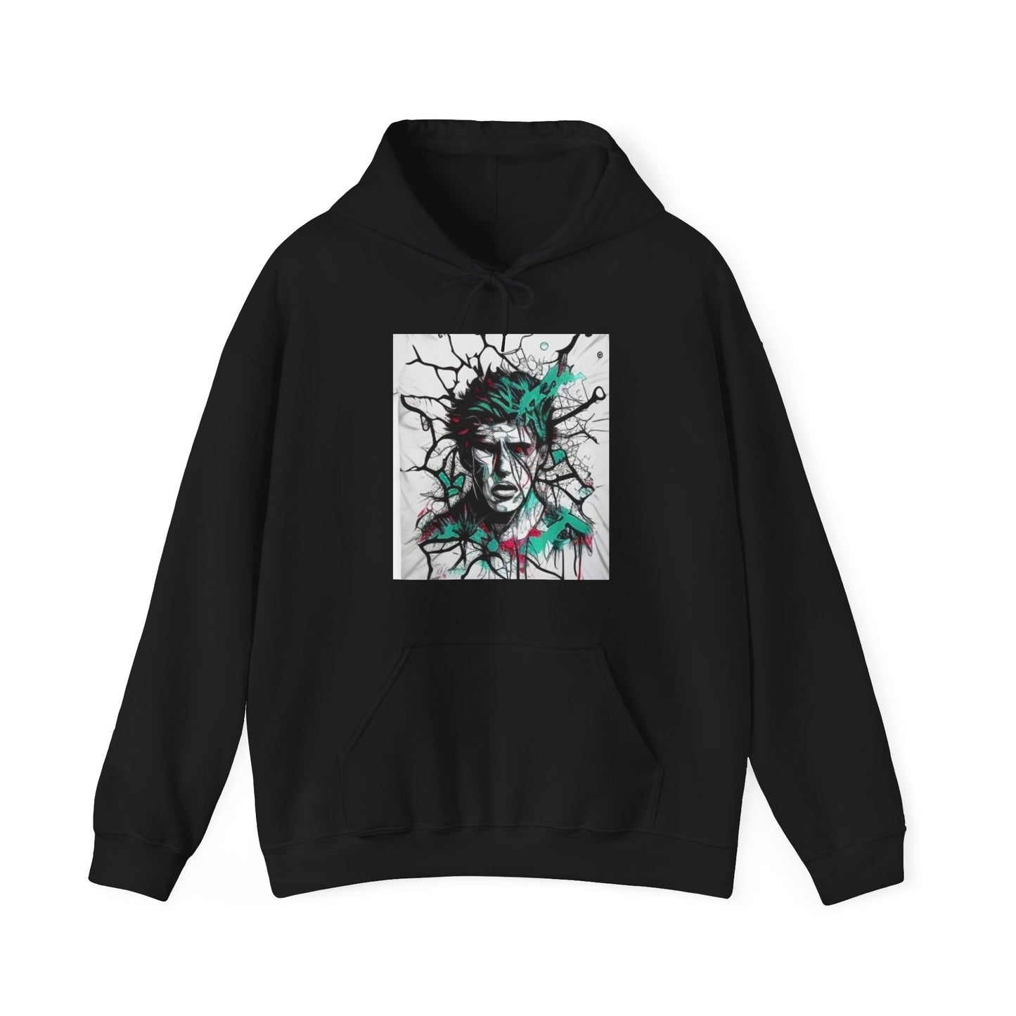 cracked man's face trippy Unisex Heavy Blend™ Hooded Sweatshirt