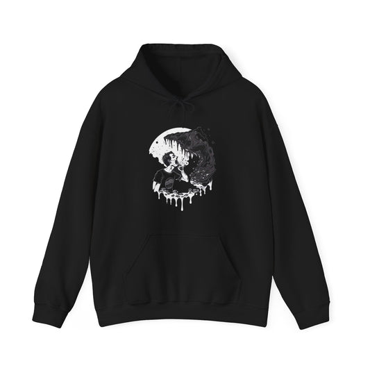 consumed melting black and white trippy Unisex Heavy Blend™ Hooded Sweatshirt