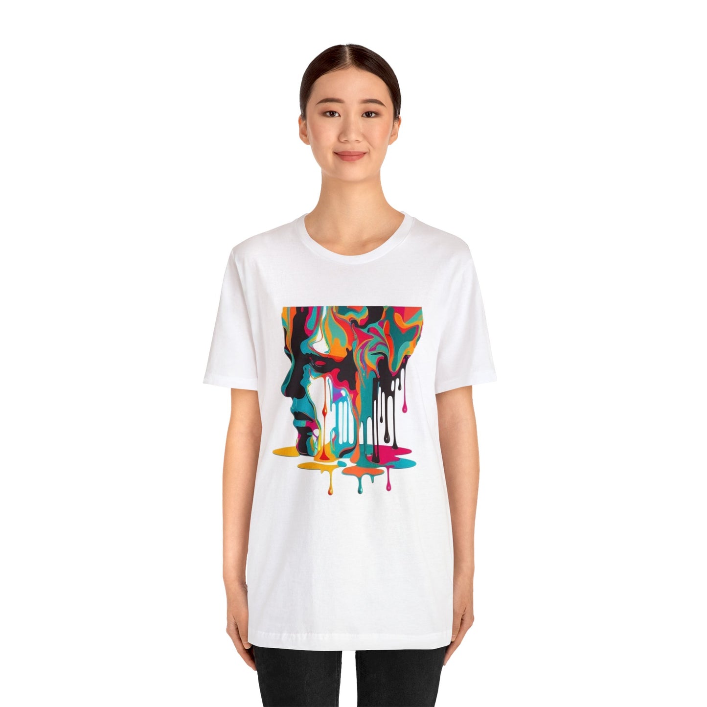 melting face colorful trippy Unisex Jersey Short Sleeve Tee