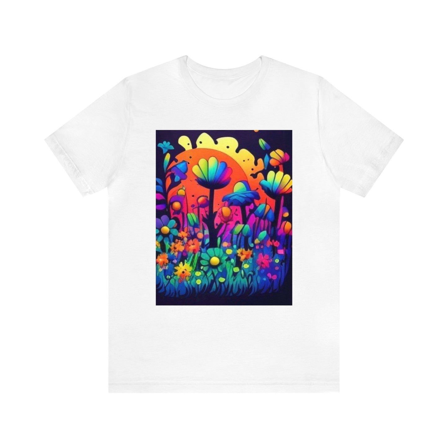 70's style trippy flowers Unisex Jersey Short Sleeve Tee