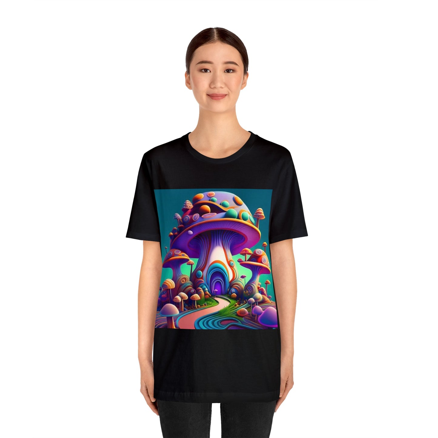 colorful trippy mushroom Unisex Jersey Short Sleeve Tee