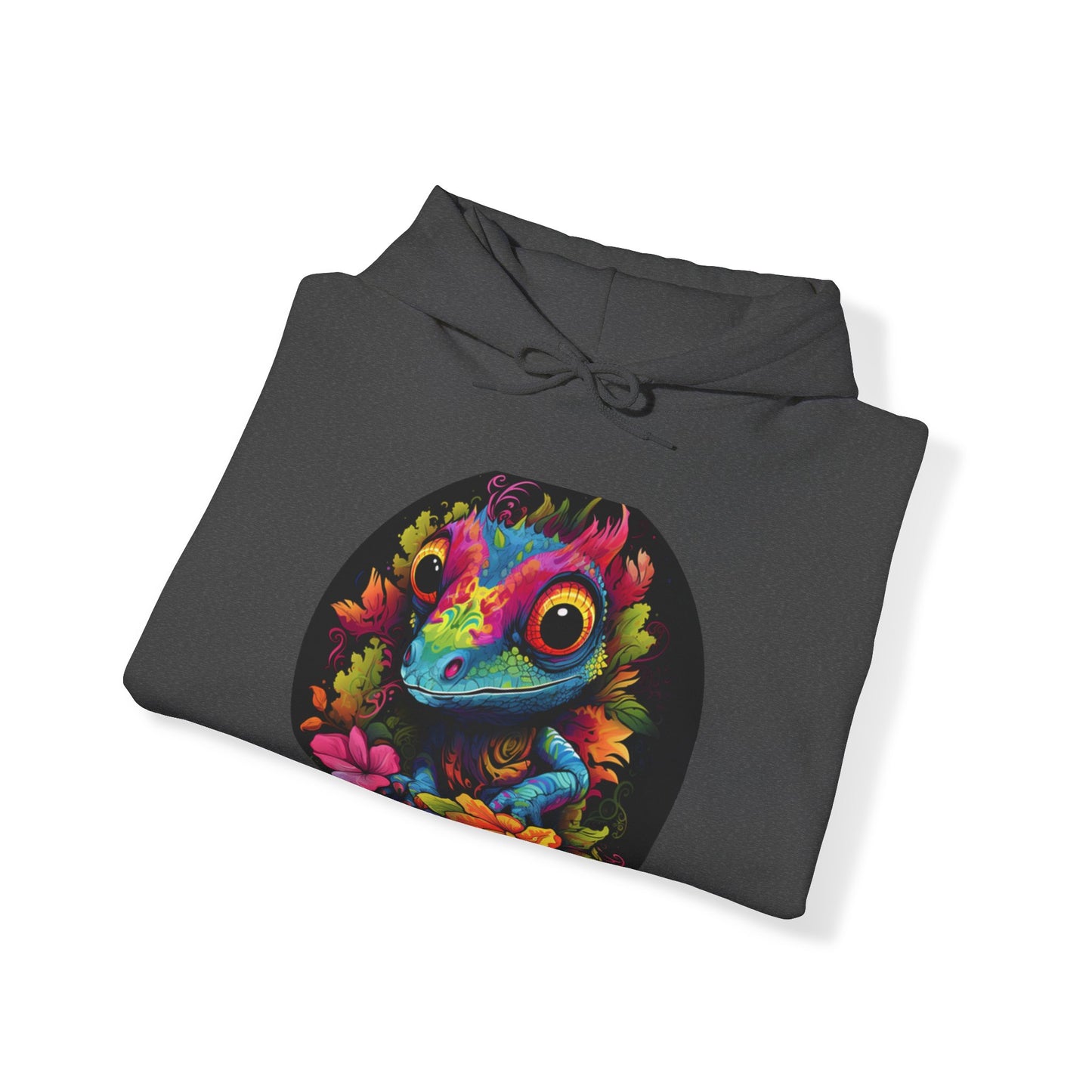 colorful cute gecko flowers Unisex Heavy Blend™ Hooded Sweatshirt