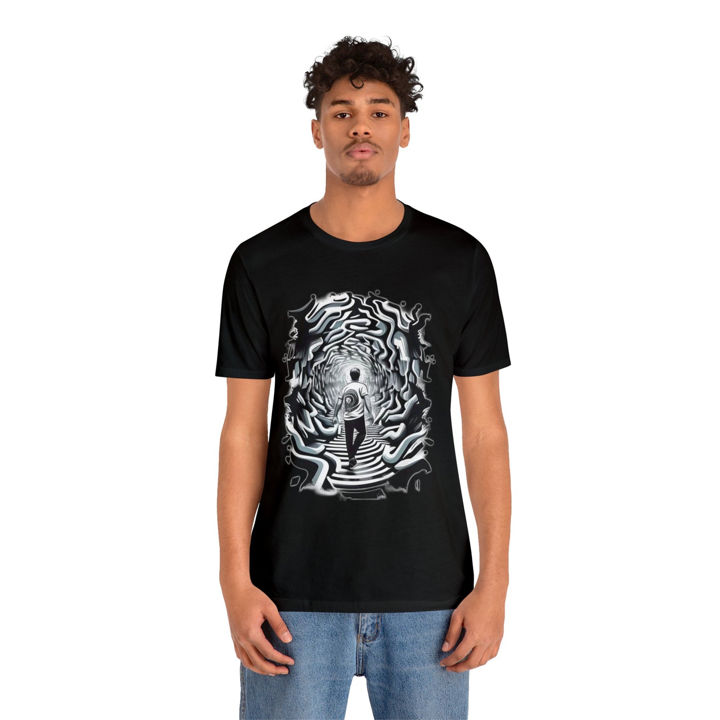 black and white void trippy Unisex Jersey Short Sleeve Tee