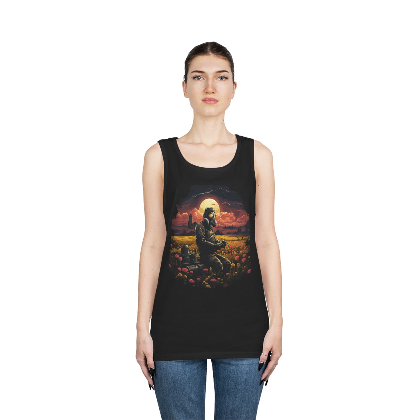 gas mask apocalyptic farmer Unisex Heavy Cotton Tank Top