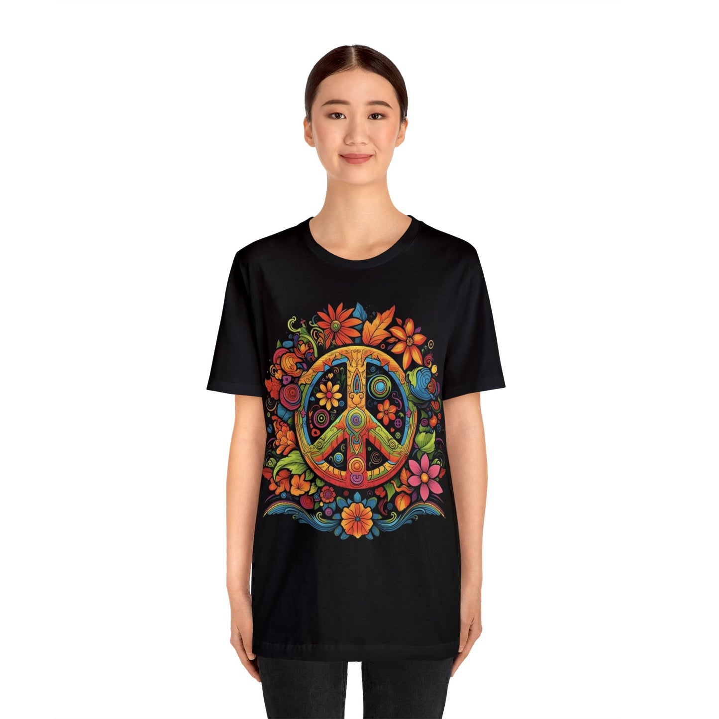 peace symbol colorful trippy Unisex Jersey Short Sleeve Tee