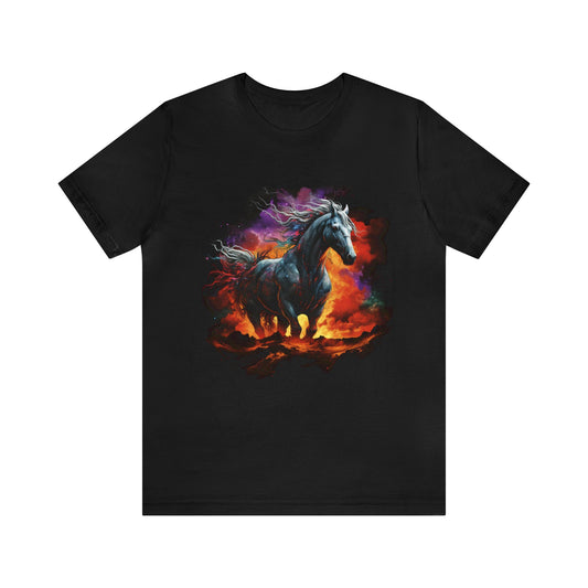 white horse colorful Unisex Jersey Short Sleeve Tee