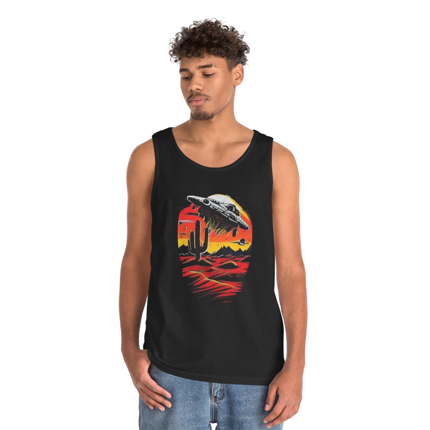 space ship trippy Unisex Heavy Cotton Tank Top