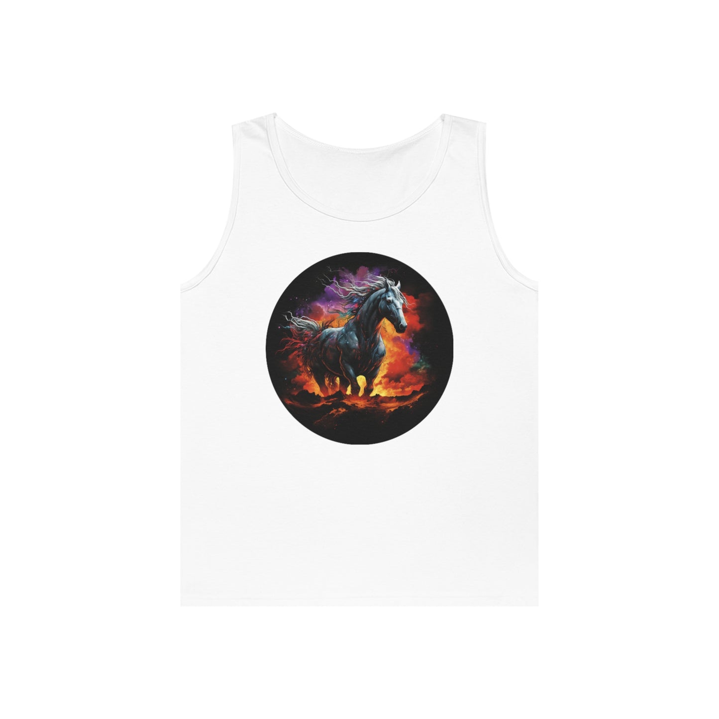 white horse colorful Unisex Heavy Cotton Tank Top