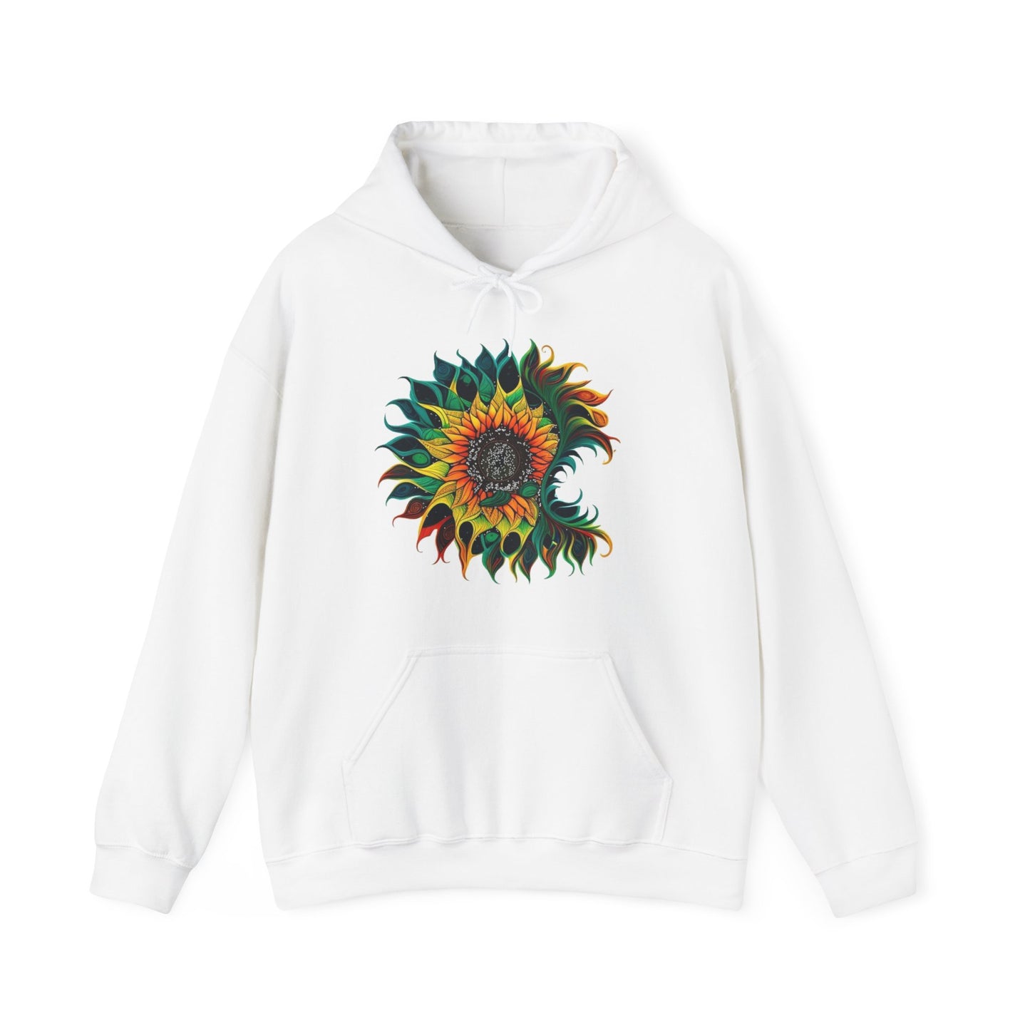 sunflower scenery trippy colorful Unisex Heavy Blend™ Hooded Sweatshirt