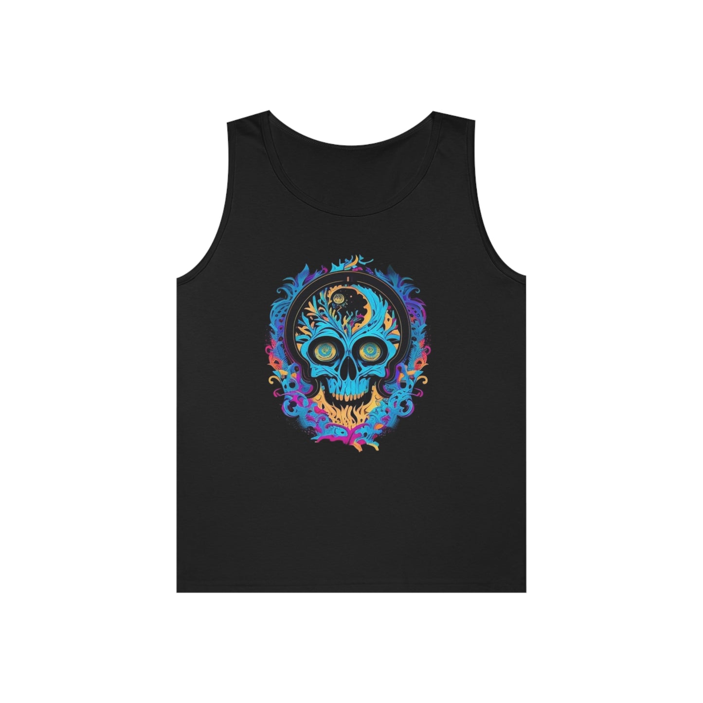 bright blue sugar skull Unisex Heavy Cotton Tank Top