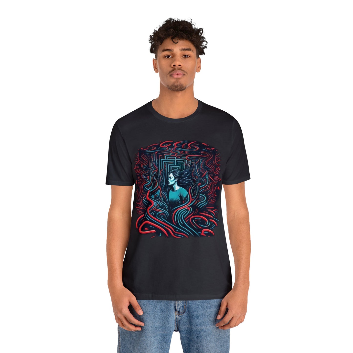 introspective colorful trippy lost in maze Unisex Jersey Short Sleeve Tee