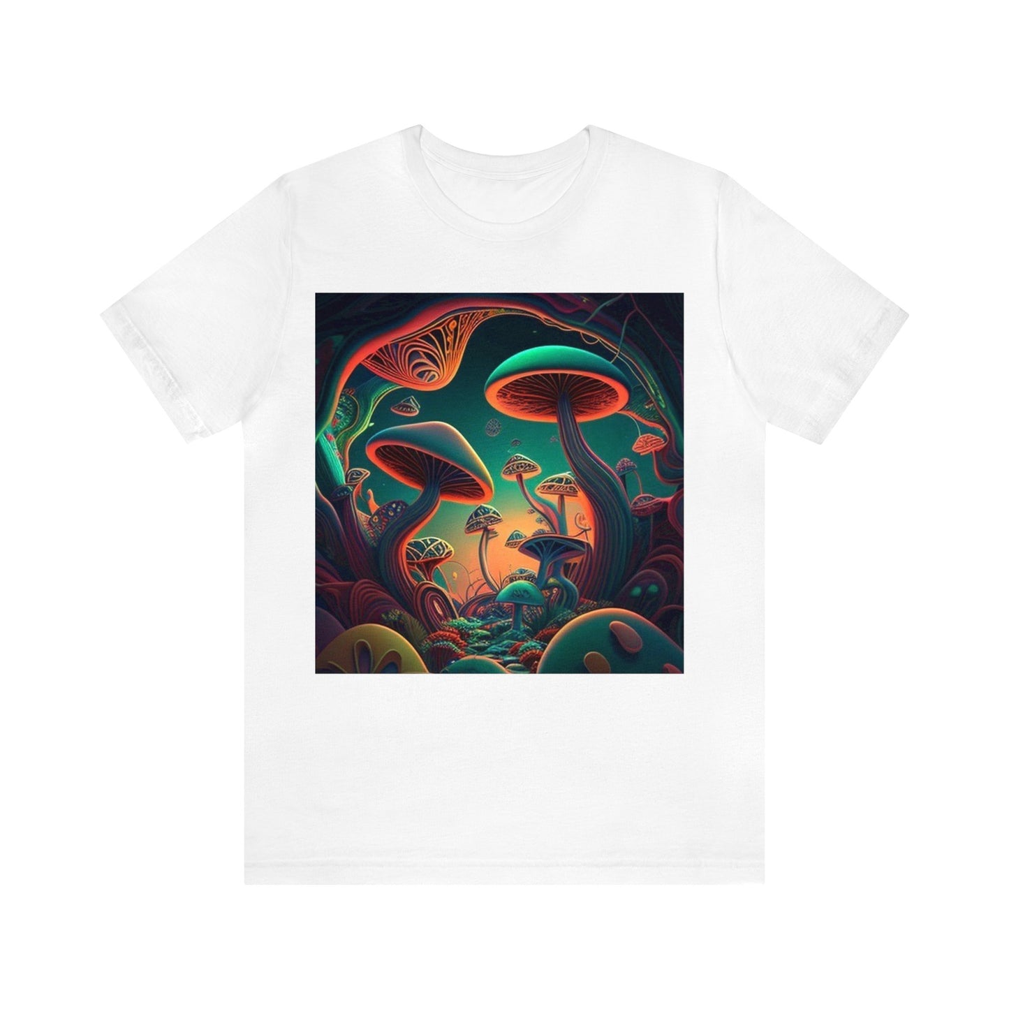 mushroom scenery trippy colorful Unisex Jersey Short Sleeve Tee