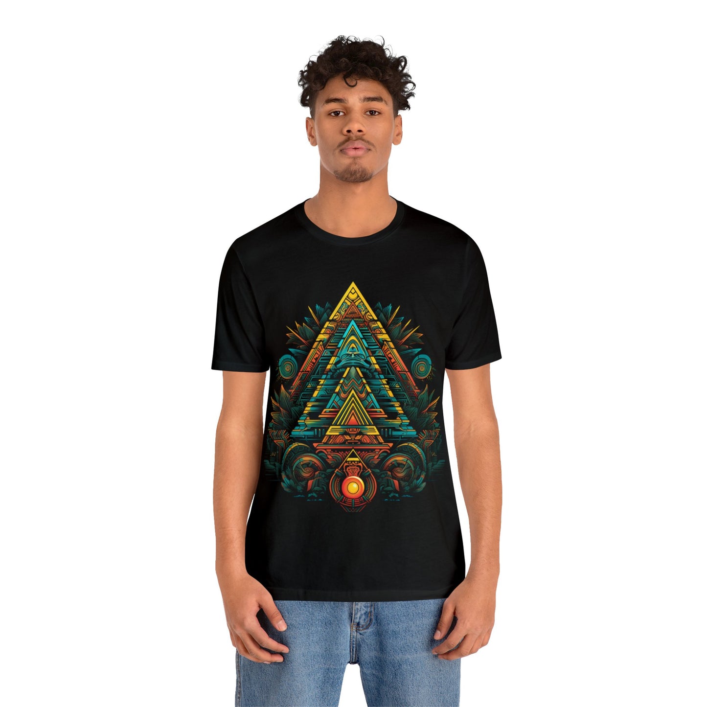 sacred geometry pyramid colorful Unisex Jersey Short Sleeve Tee