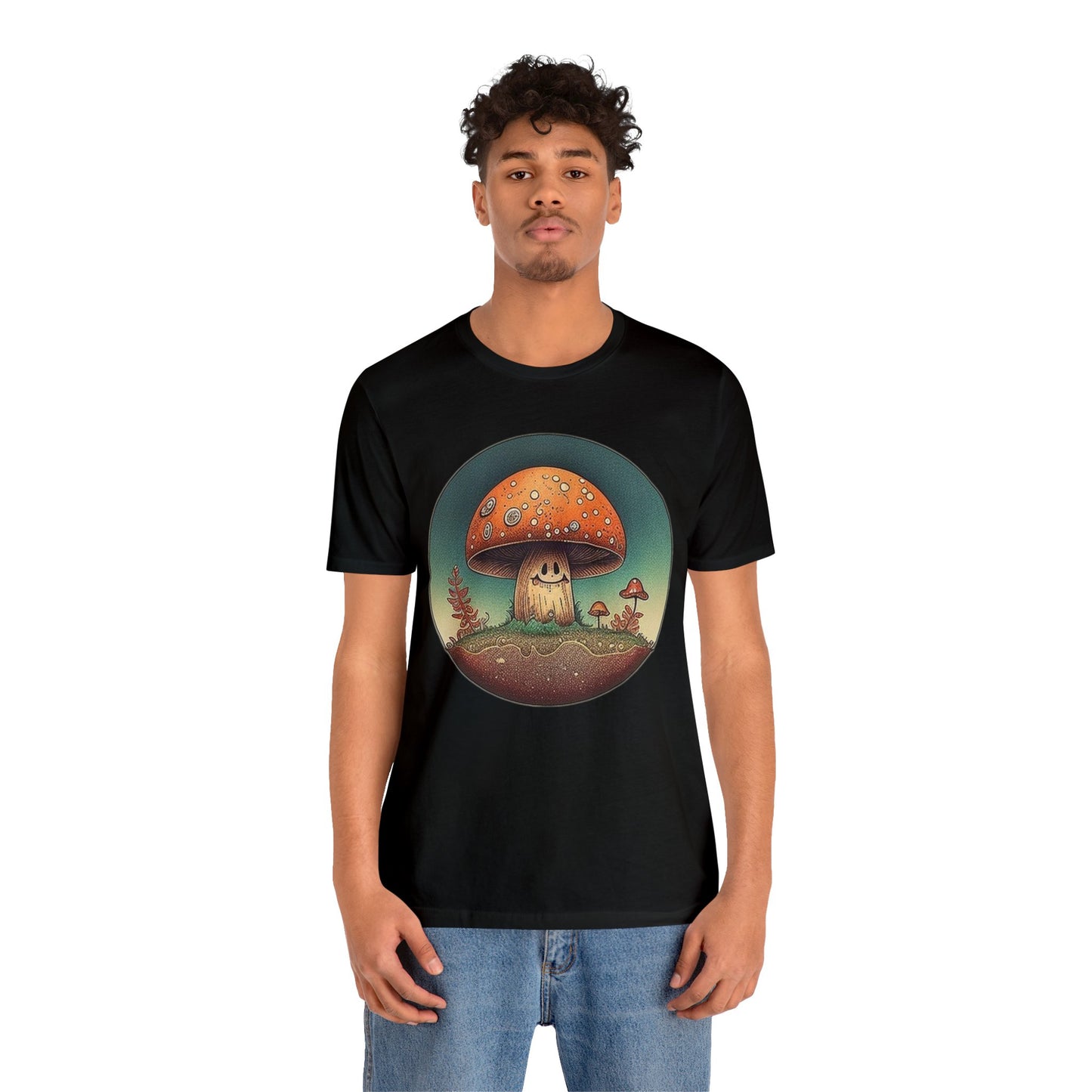 smiling mushroom trippy Unisex Jersey Short Sleeve Tee