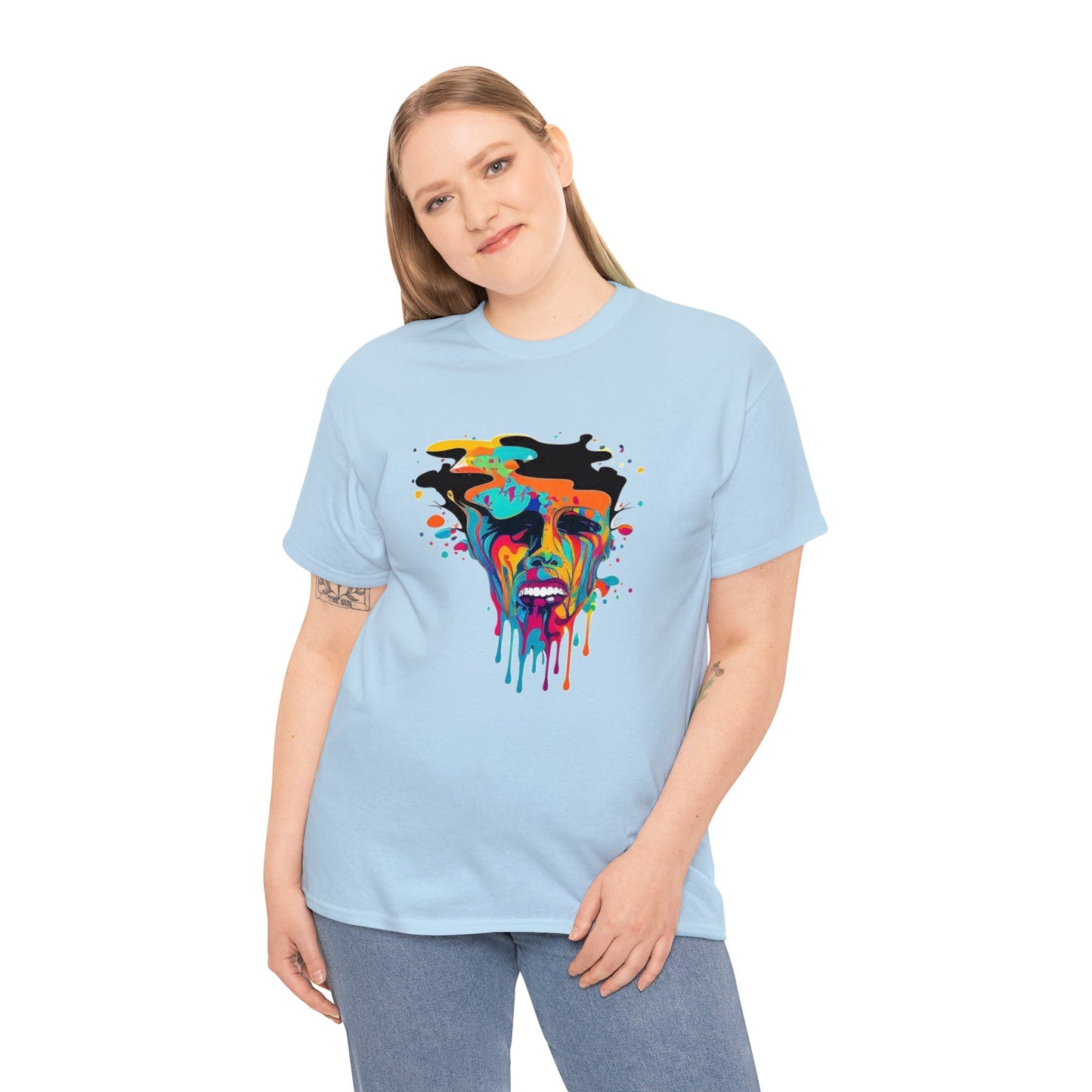 melting face colorful trippy Unisex Heavy Cotton Tee