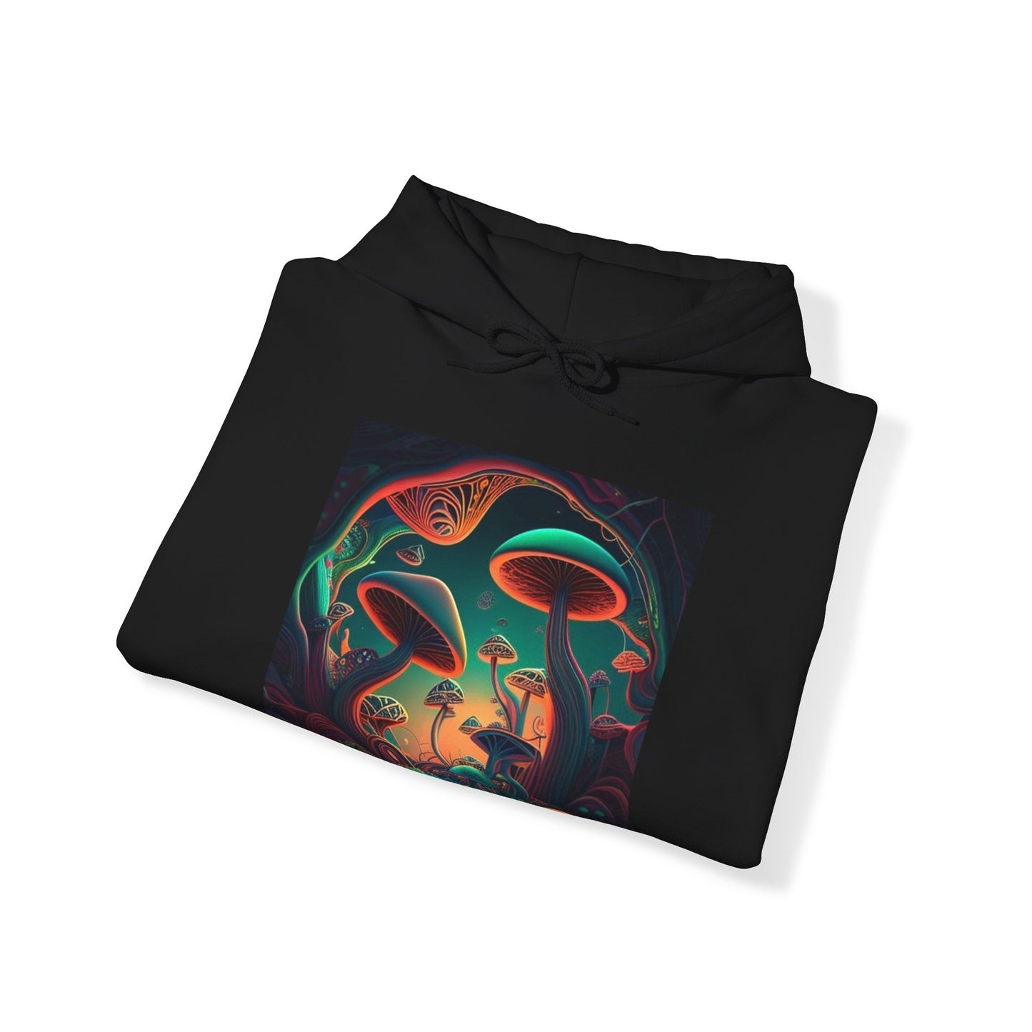 mushroom scenery trippy colorful Unisex Heavy Blend™ Hooded Sweatshirt