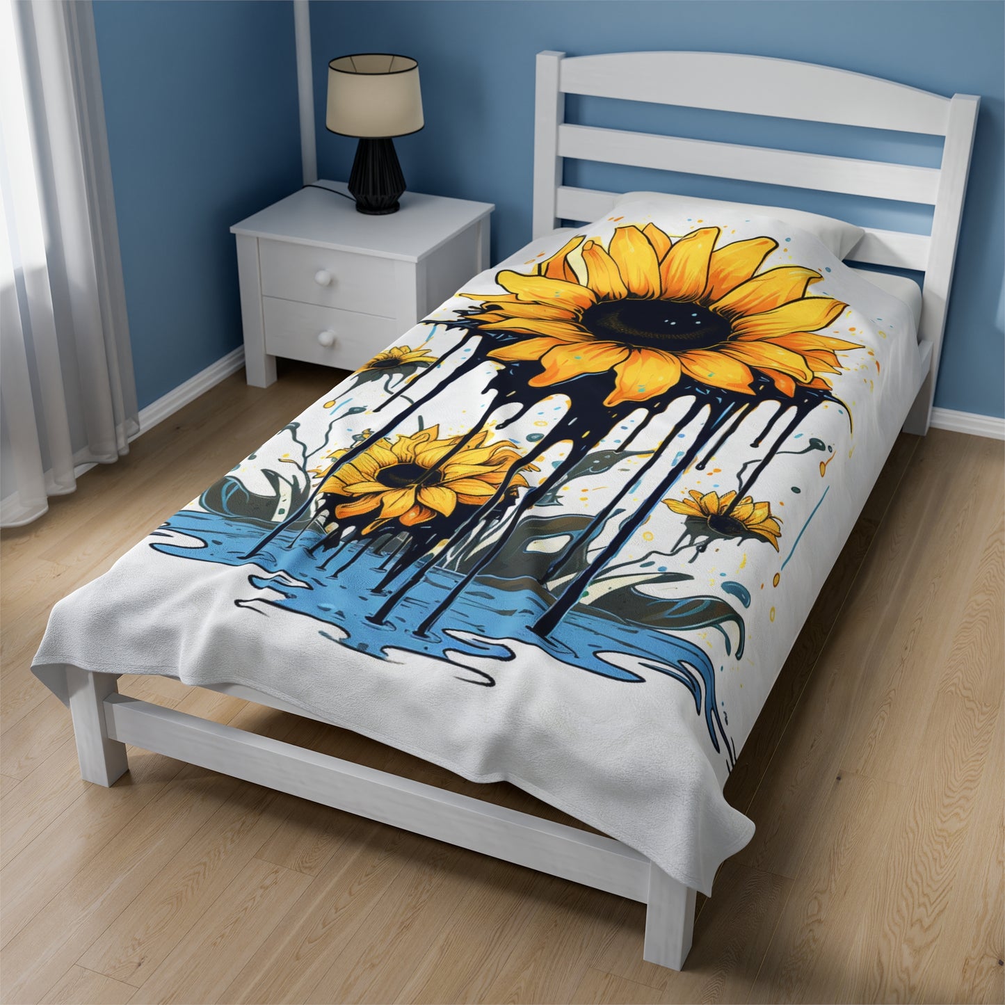 melting sunflower colorful Velveteen Plush Blanket