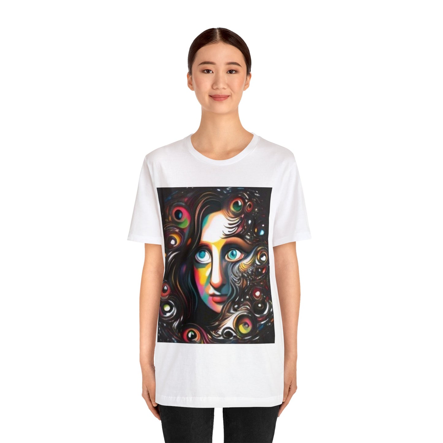 mona lisa trippy colorful Unisex Jersey Short Sleeve Tee