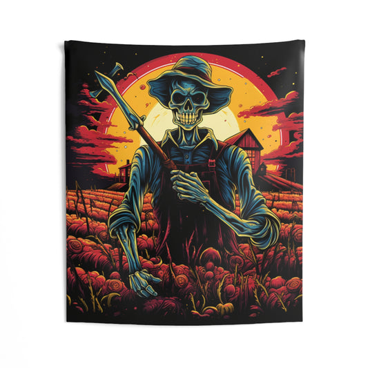 skeleton skull colorful flowers Indoor Wall Tapestries