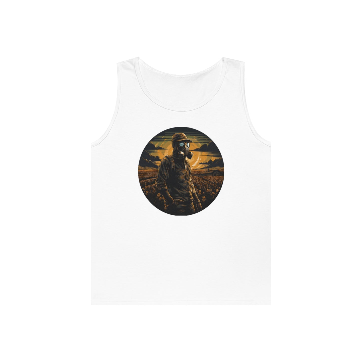 gas mask apocalyptic farmer Unisex Heavy Cotton Tank Top