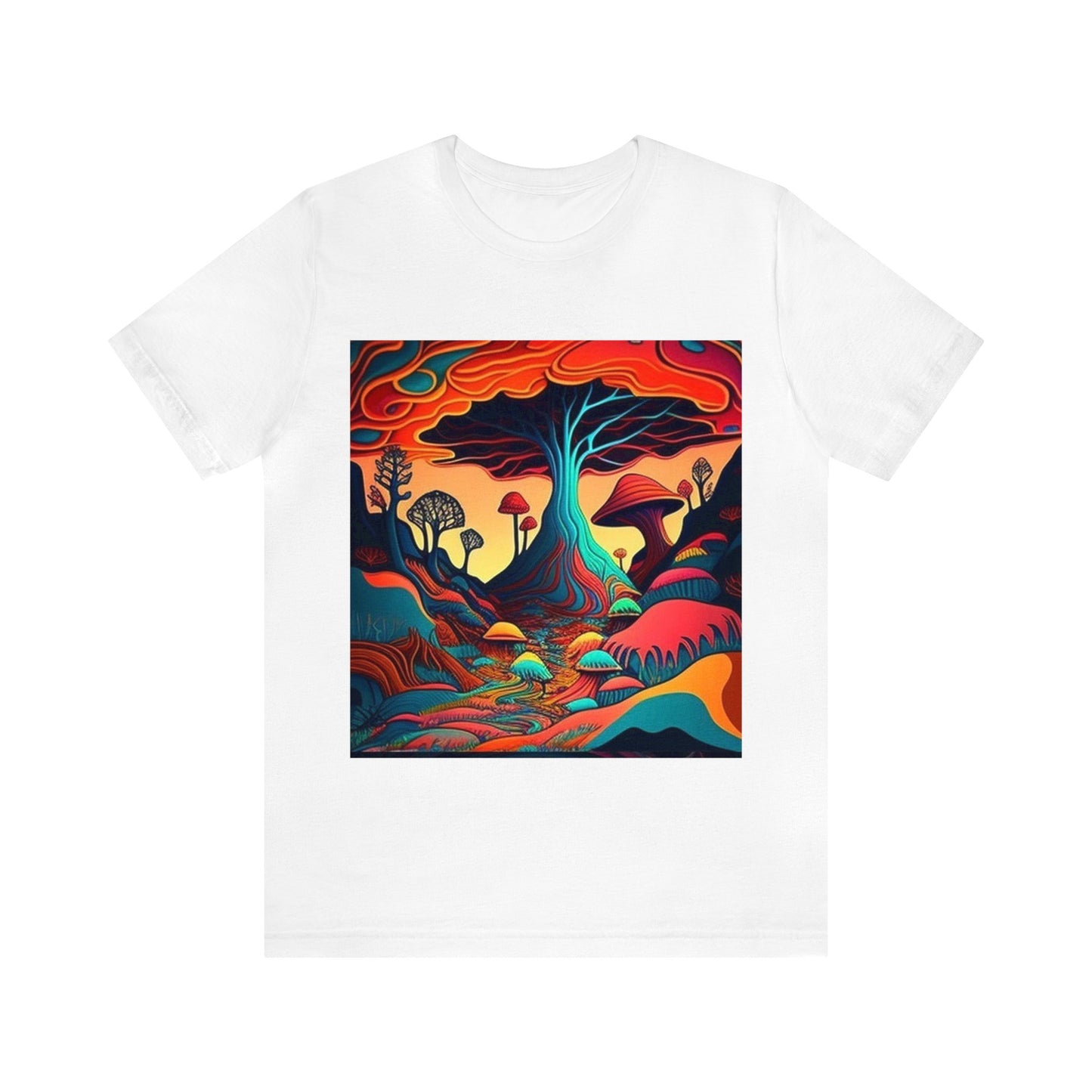 mushroom scenery trippy Unisex Jersey Short Sleeve Tee