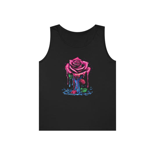 melting pink rose colorful trippy Unisex Heavy Cotton Tank Top