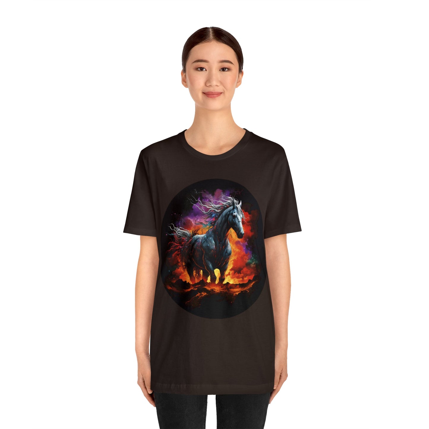 white horse colorful Unisex Jersey Short Sleeve Tee