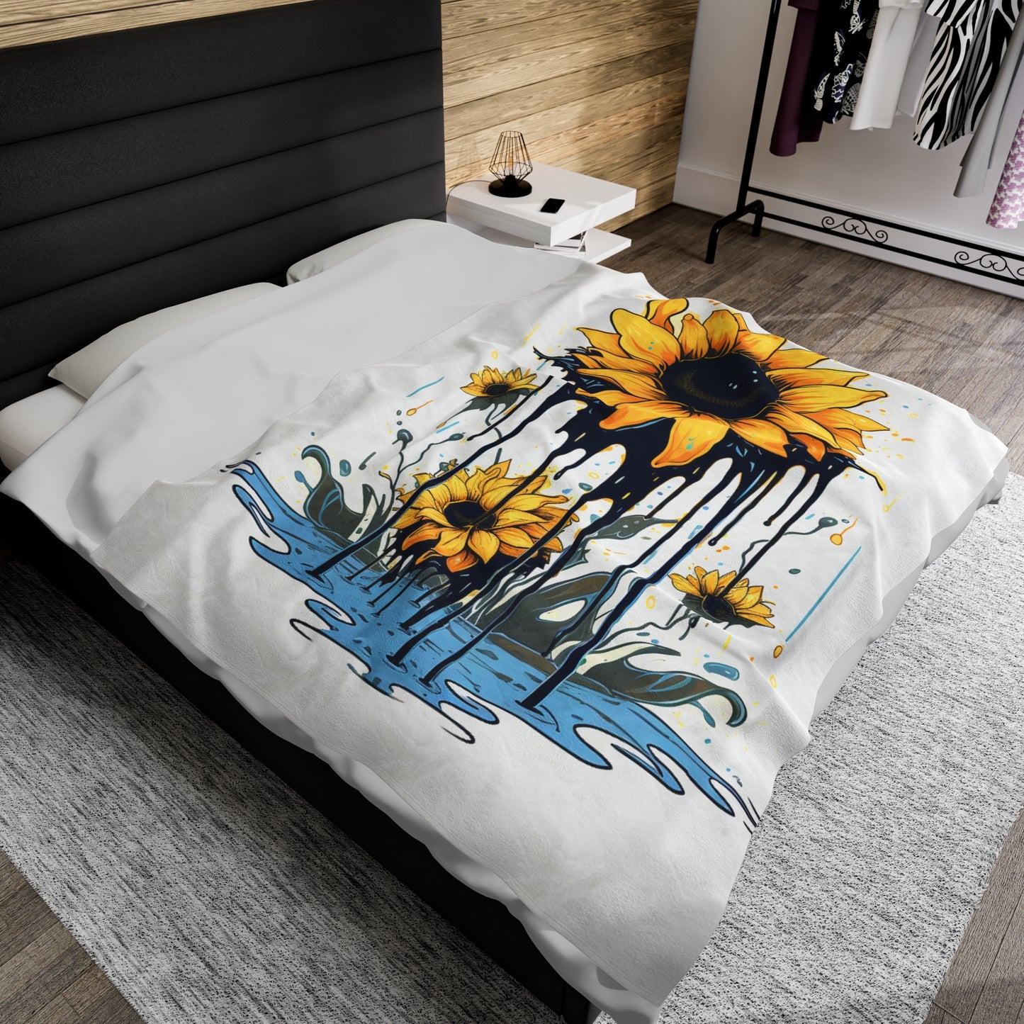 melting sunflower colorful Velveteen Plush Blanket