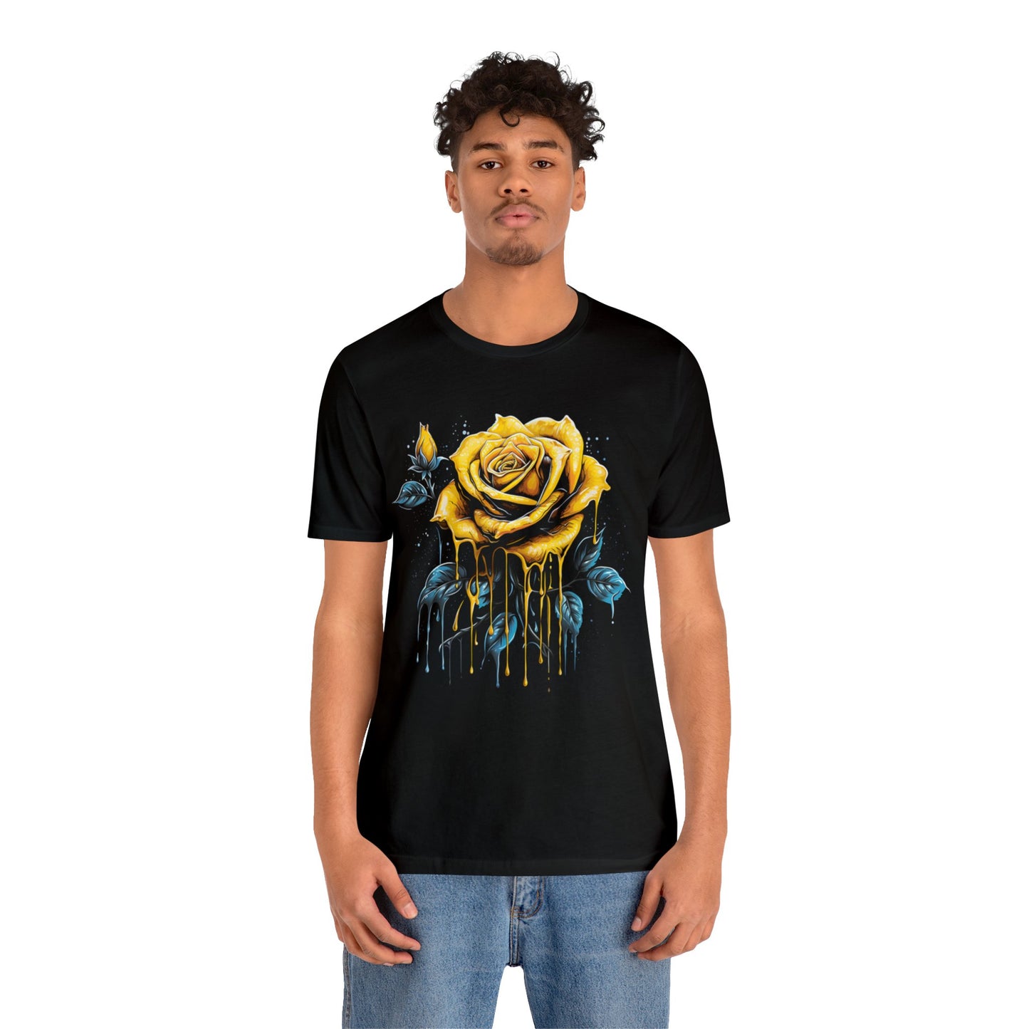 melting yellow rose colorful trippy Unisex Jersey Short Sleeve Tee