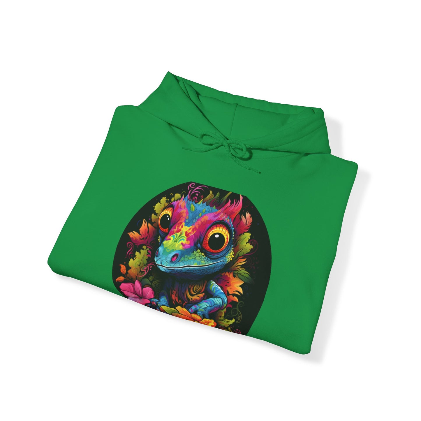 colorful cute gecko flowers Unisex Heavy Blend™ Hooded Sweatshirt