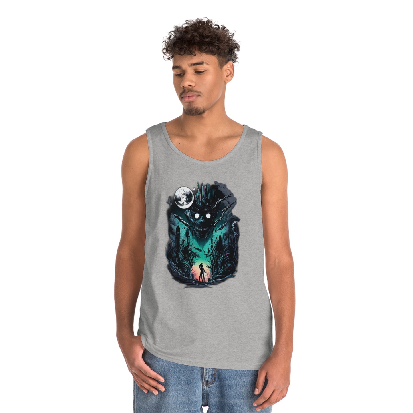 inner demons journey night trippy Unisex Heavy Cotton Tank Top