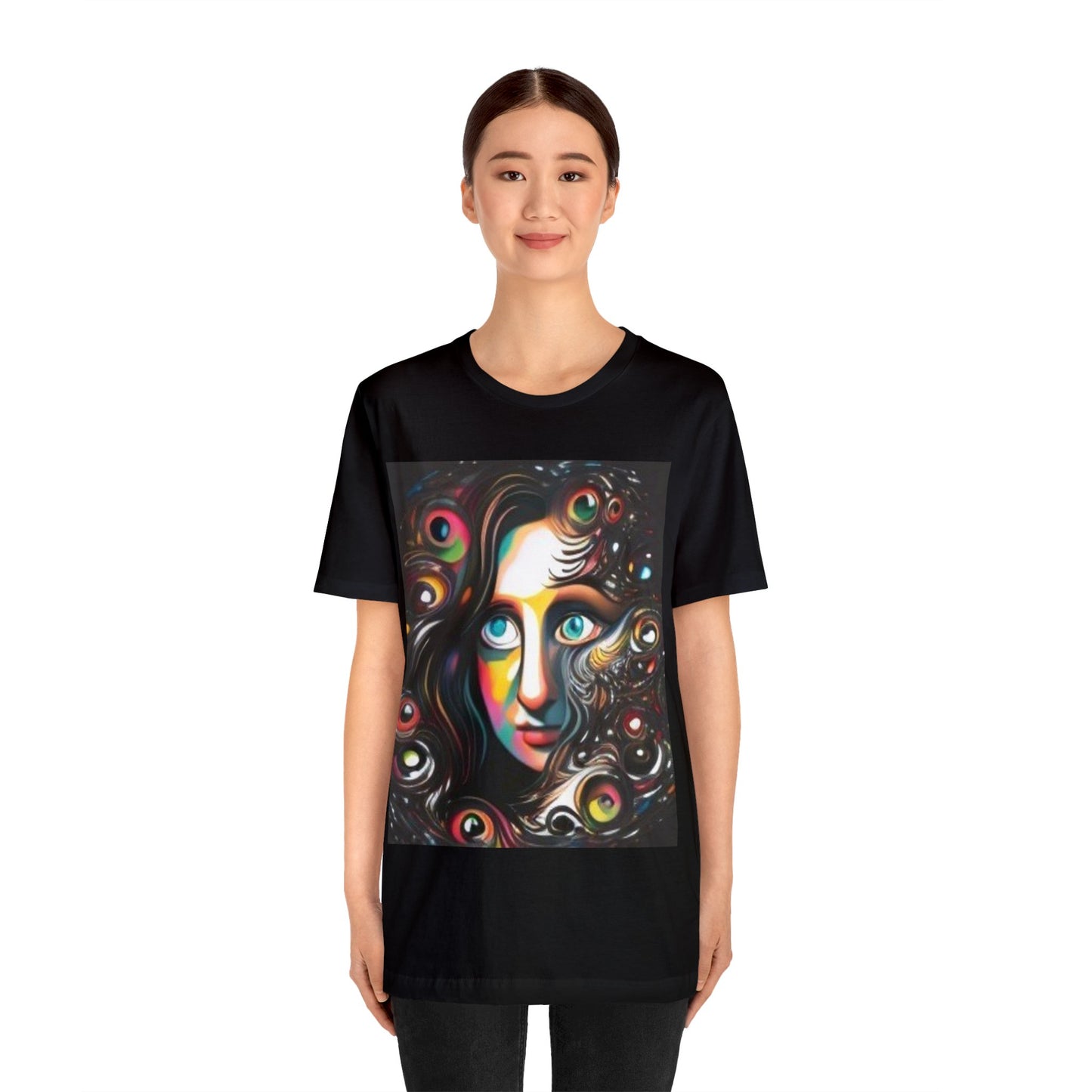 mona lisa trippy colorful Unisex Jersey Short Sleeve Tee