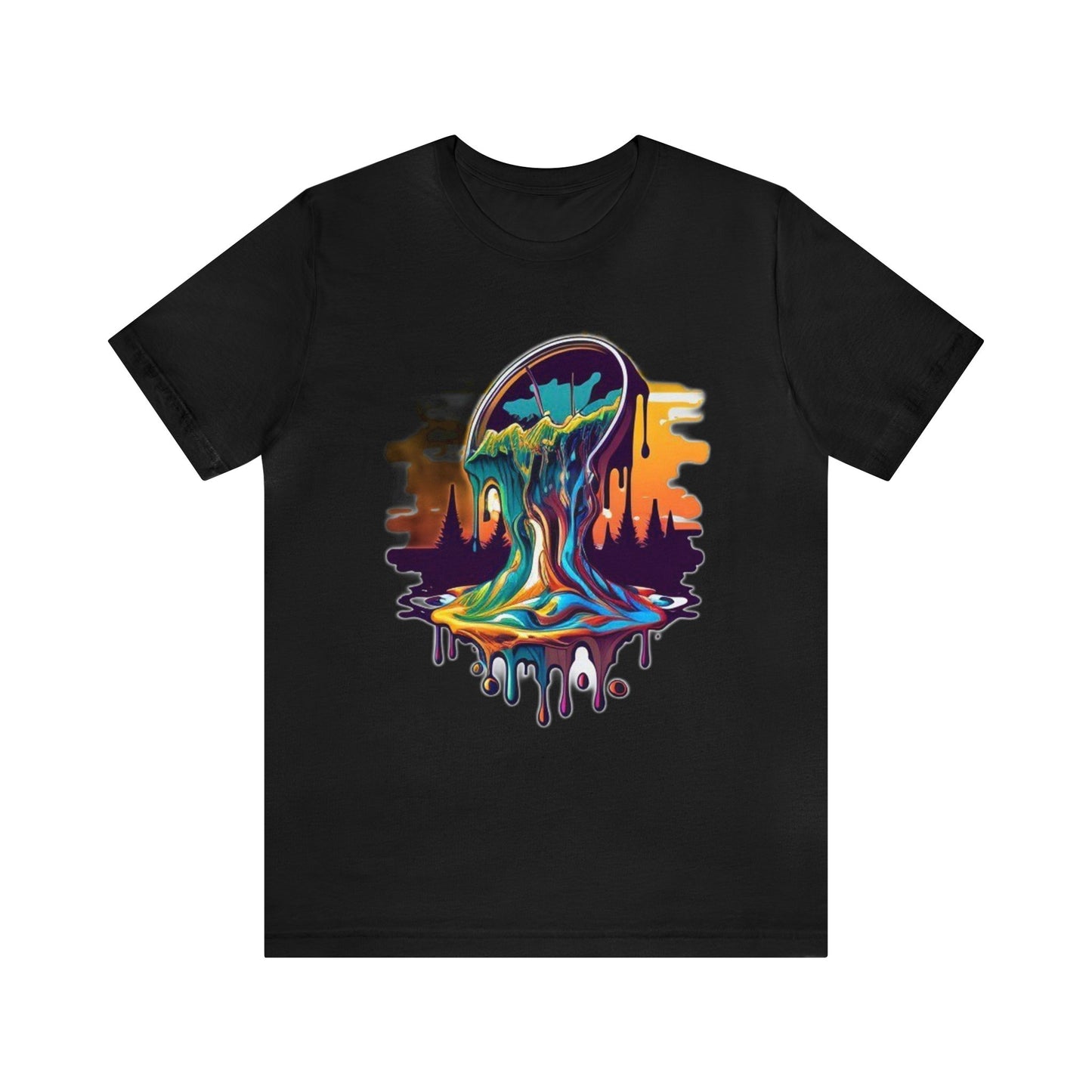 melting clock trippy colorful Unisex Jersey Short Sleeve Tee