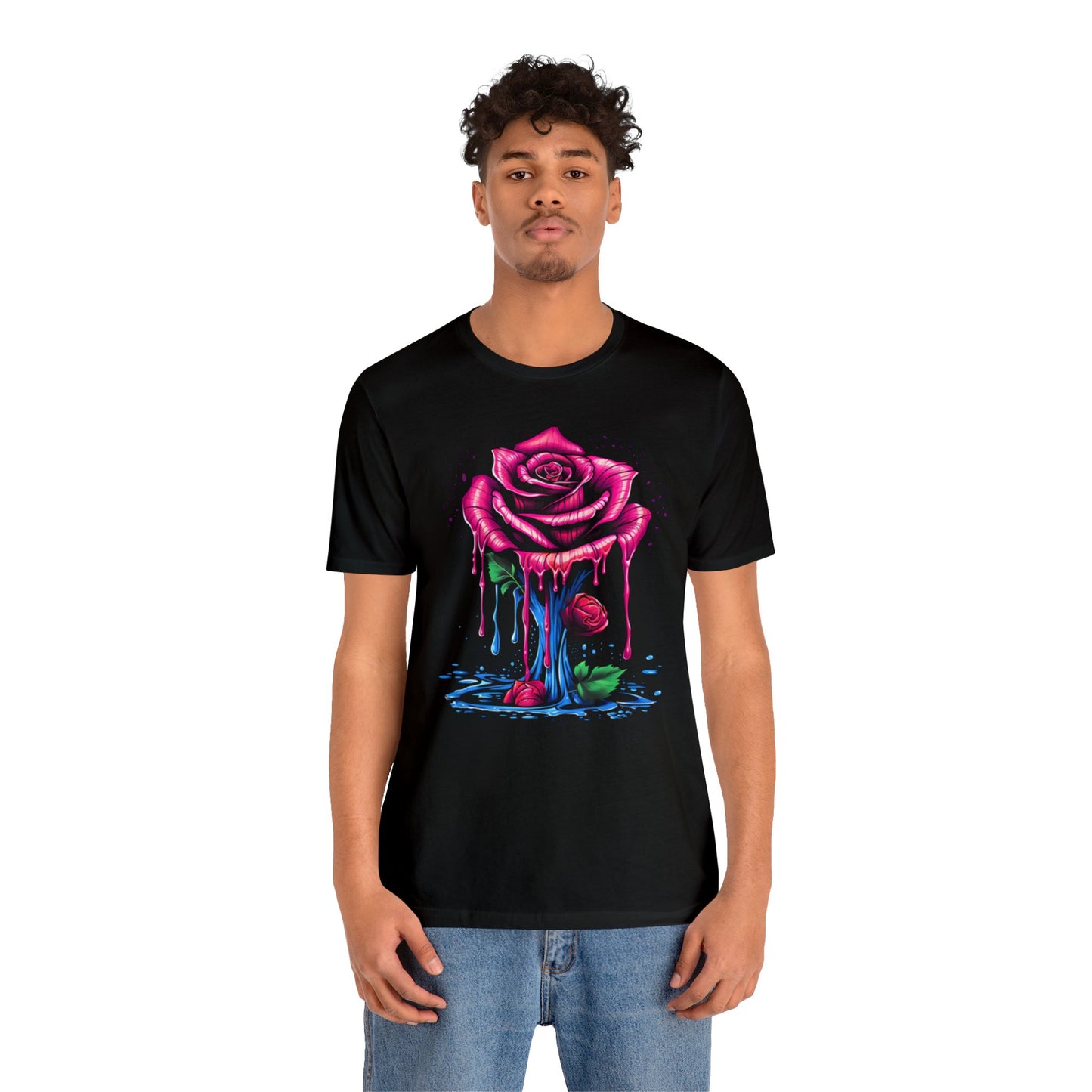 melting pink rose colorful trippy Unisex Jersey Short Sleeve Tee