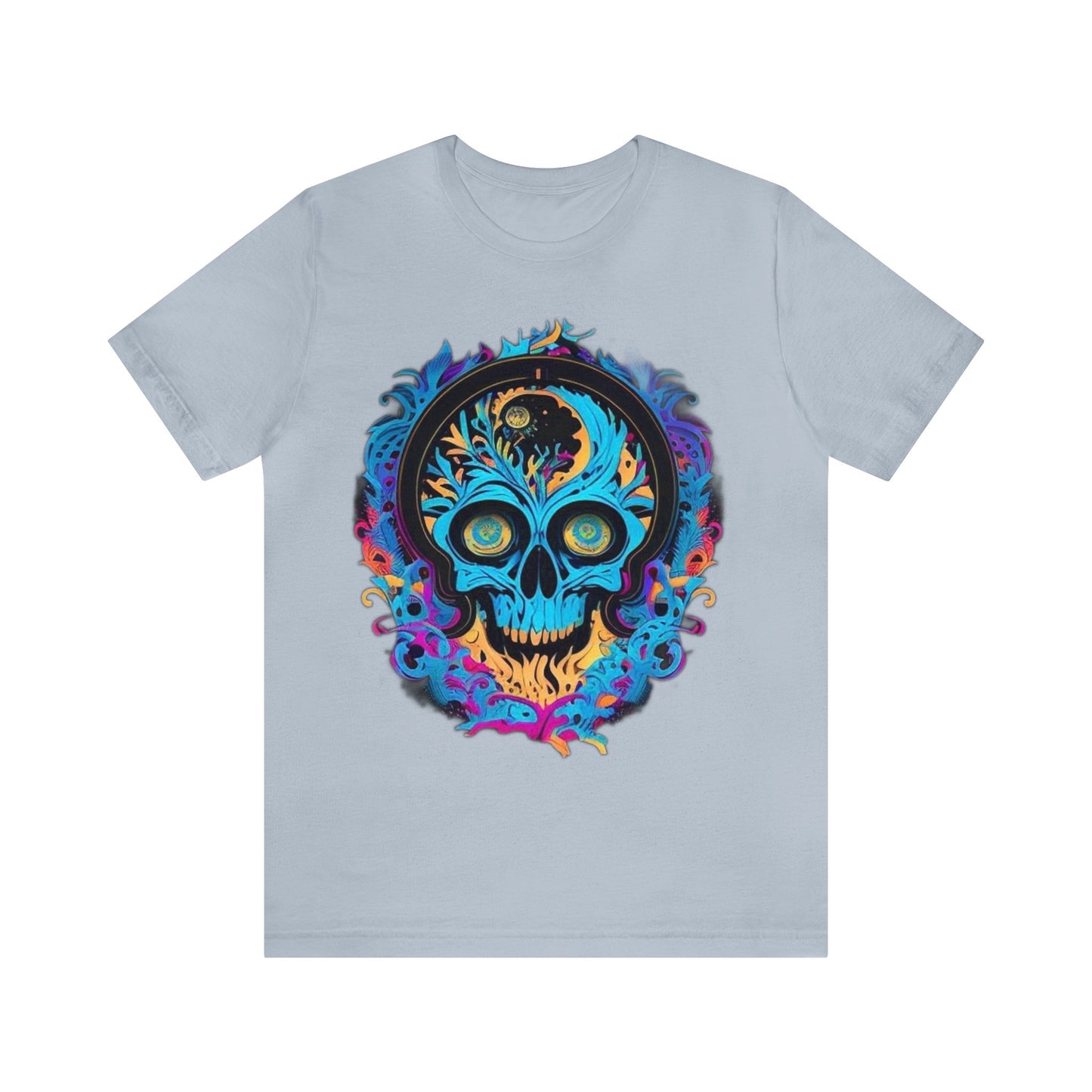 bright blue sugar skull Unisex Jersey Short Sleeve Tee