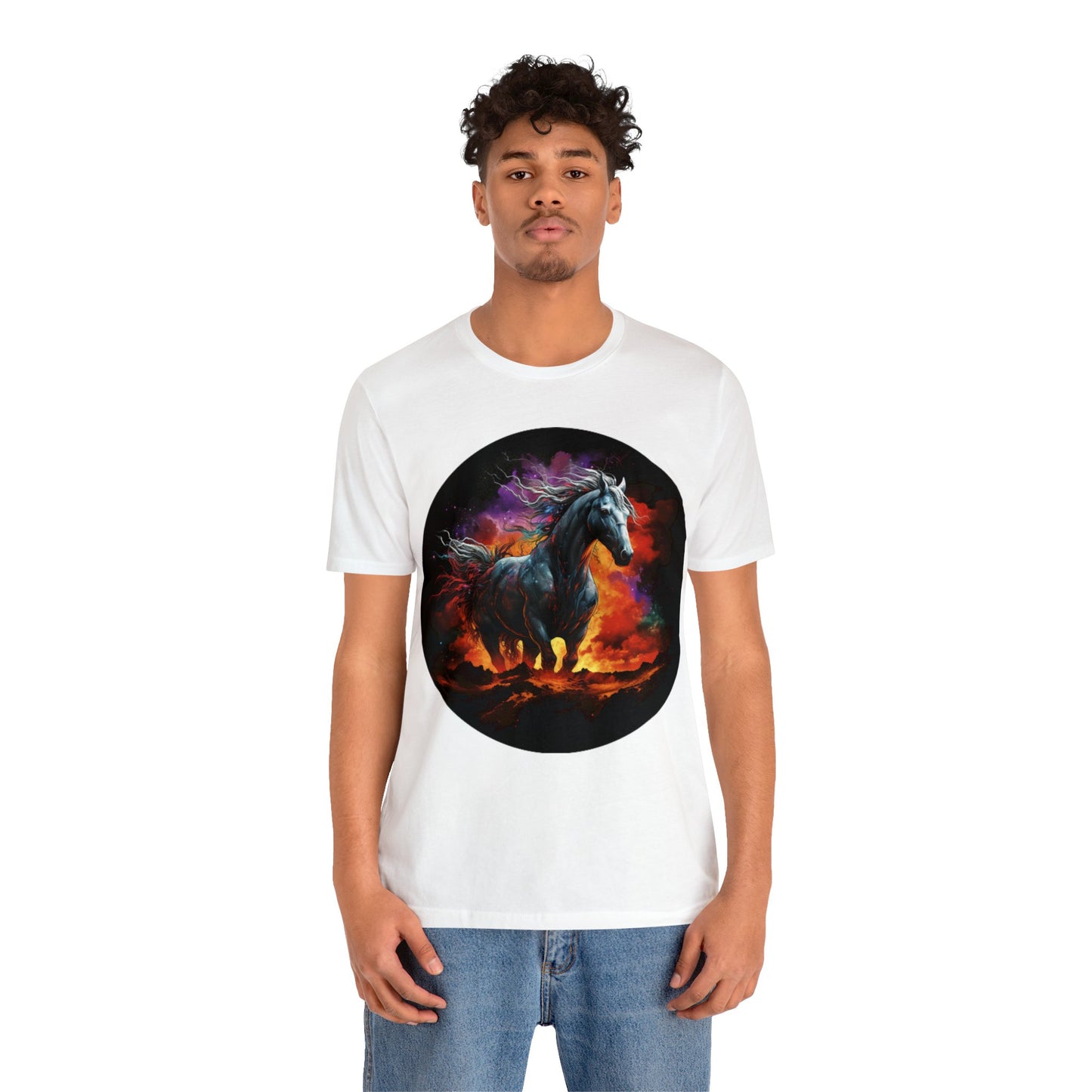 white horse colorful Unisex Jersey Short Sleeve Tee