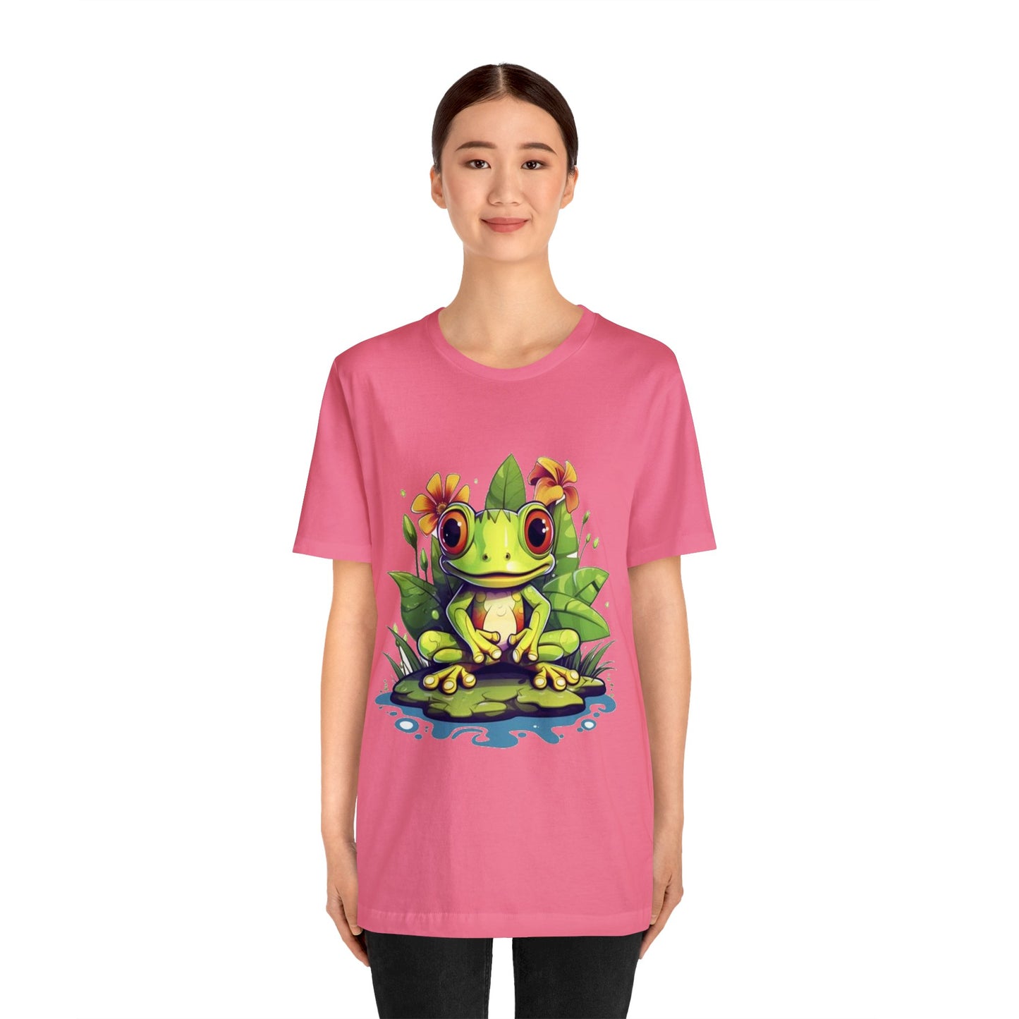 cute frog Lilly pad Unisex Jersey Short Sleeve Tee