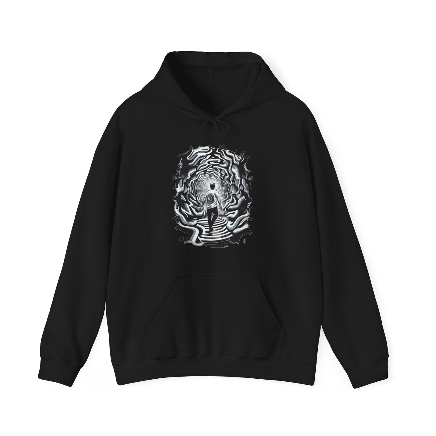 black and white void trippy Unisex Heavy Blend™ Hooded Sweatshirt